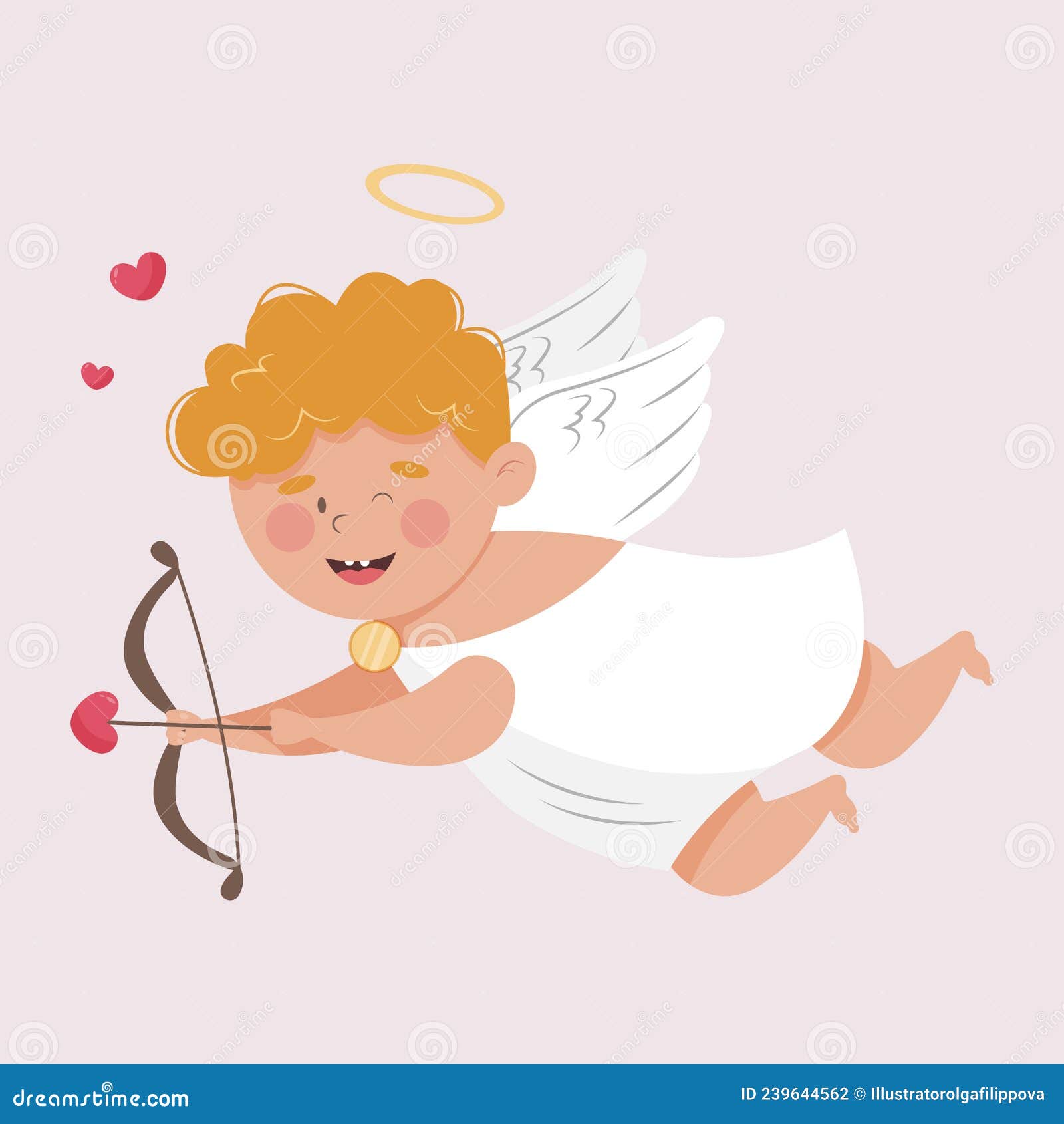 Cupidon Amour Arc Et Flèche Avec Une Icône Plate Vecteur Saint Valentin  Coeur