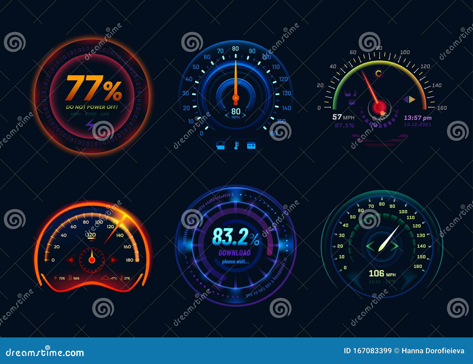 indicateur de vitesse de tableau de bord de voiture, jauge de tachymètre,  indicateurs de lumière LED