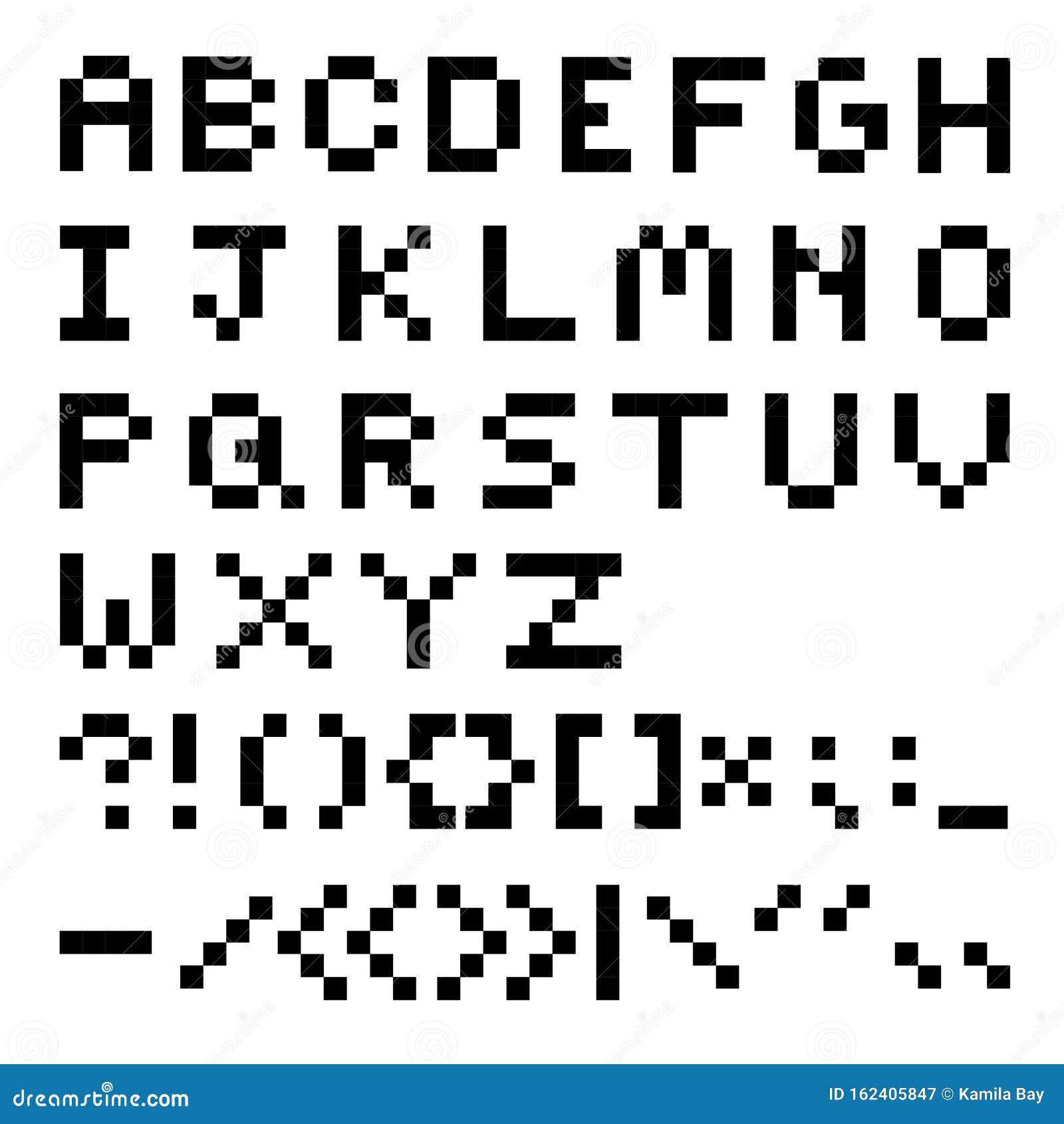 Flachalphabet Und Satzzeichen In Pixelart Auf Weissem Hintergrund Vektor Abbildung Illustration Von Getrennt Doppelpunkt 162405847