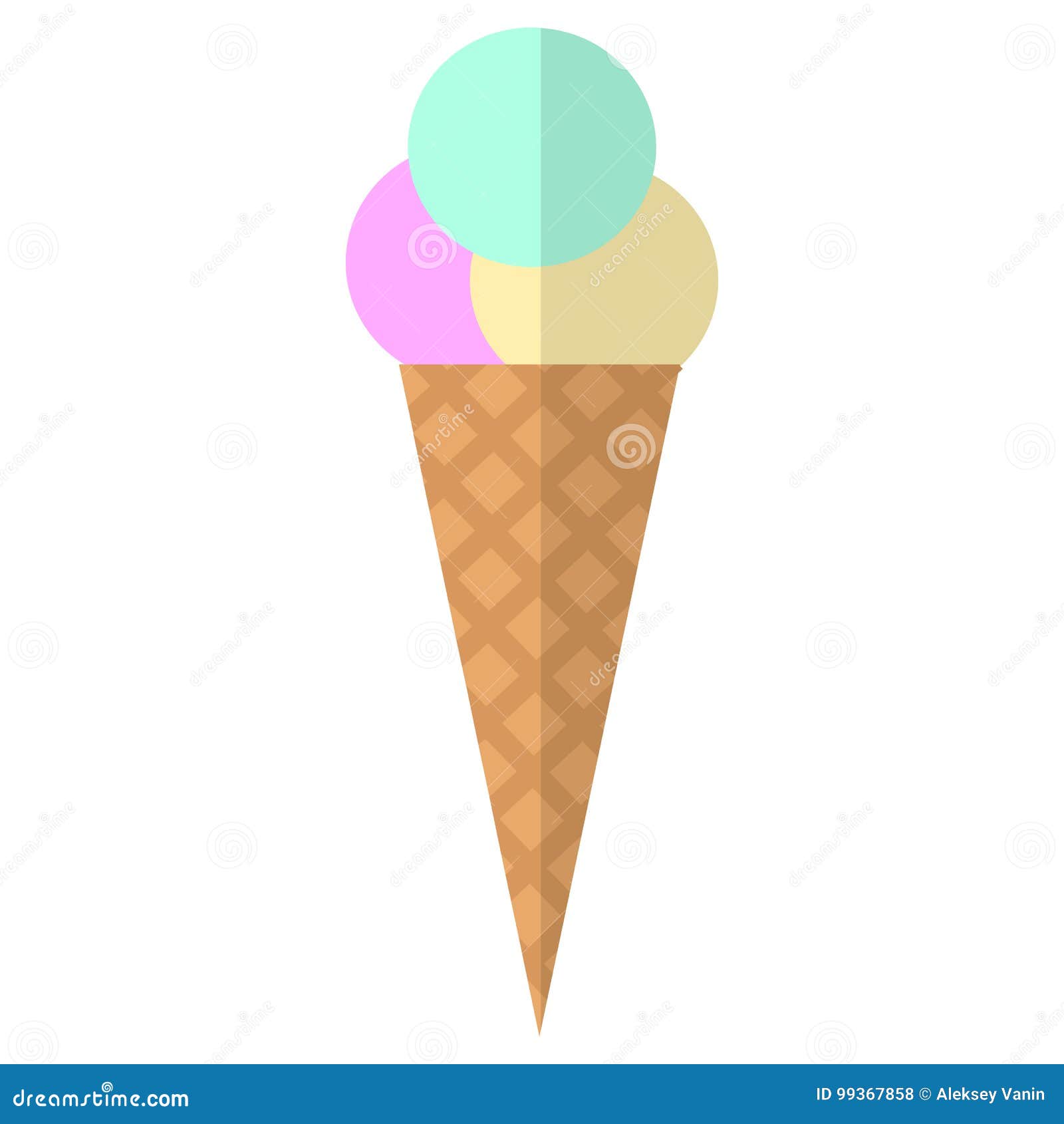 Flache Ikone Der Eistüte Vektor Abbildung. Illustration Von Flach - 99367858