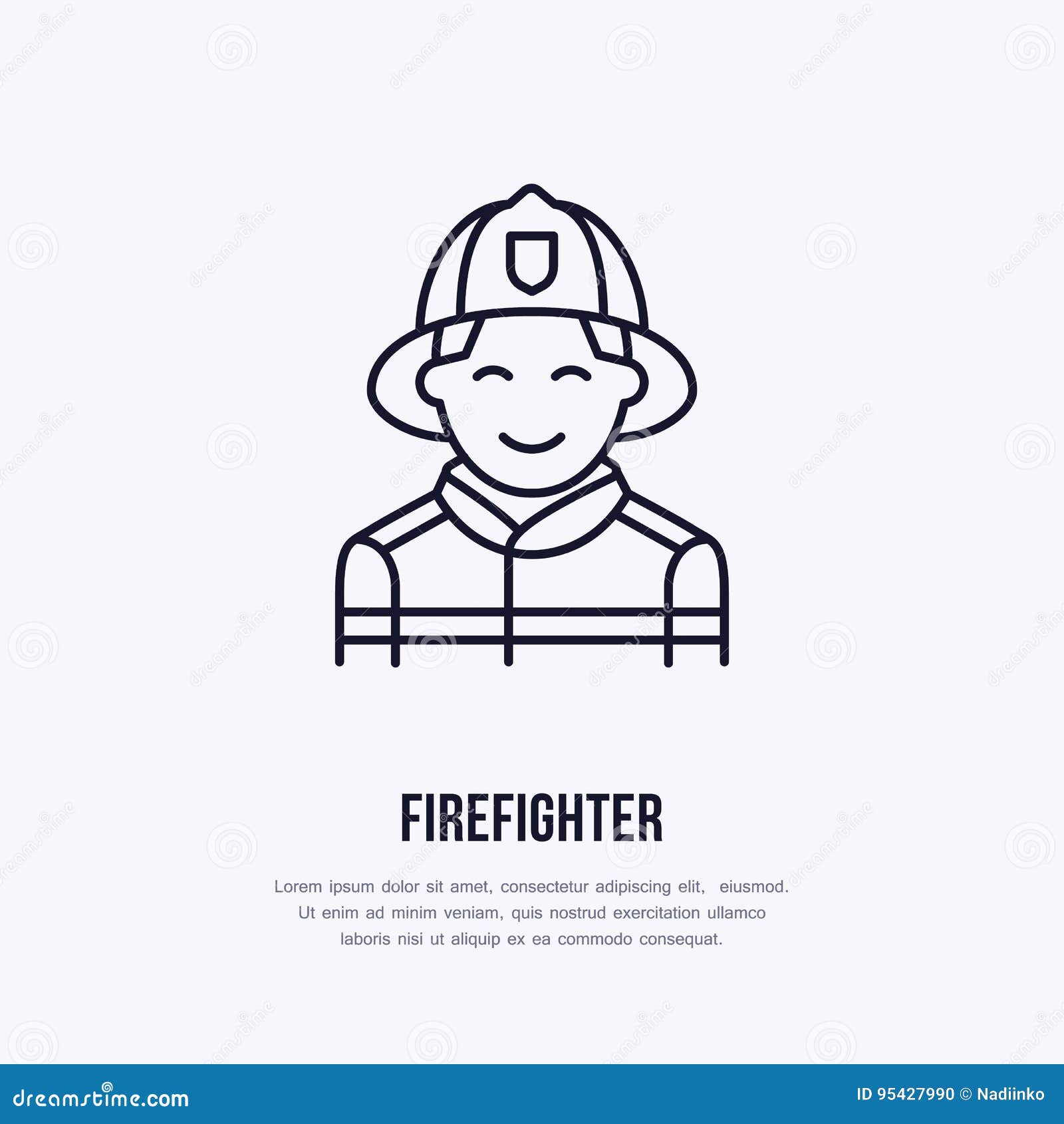 Flache Linie Zeichen Des Feuerwehrmanns Dunne Lineare Ikone Des Flammenschutzes Piktogramm Lachelnder Feuerwehrmannvektor Auf We Vektor Abbildung Illustration Von Linie Feuerwehrmannvektor