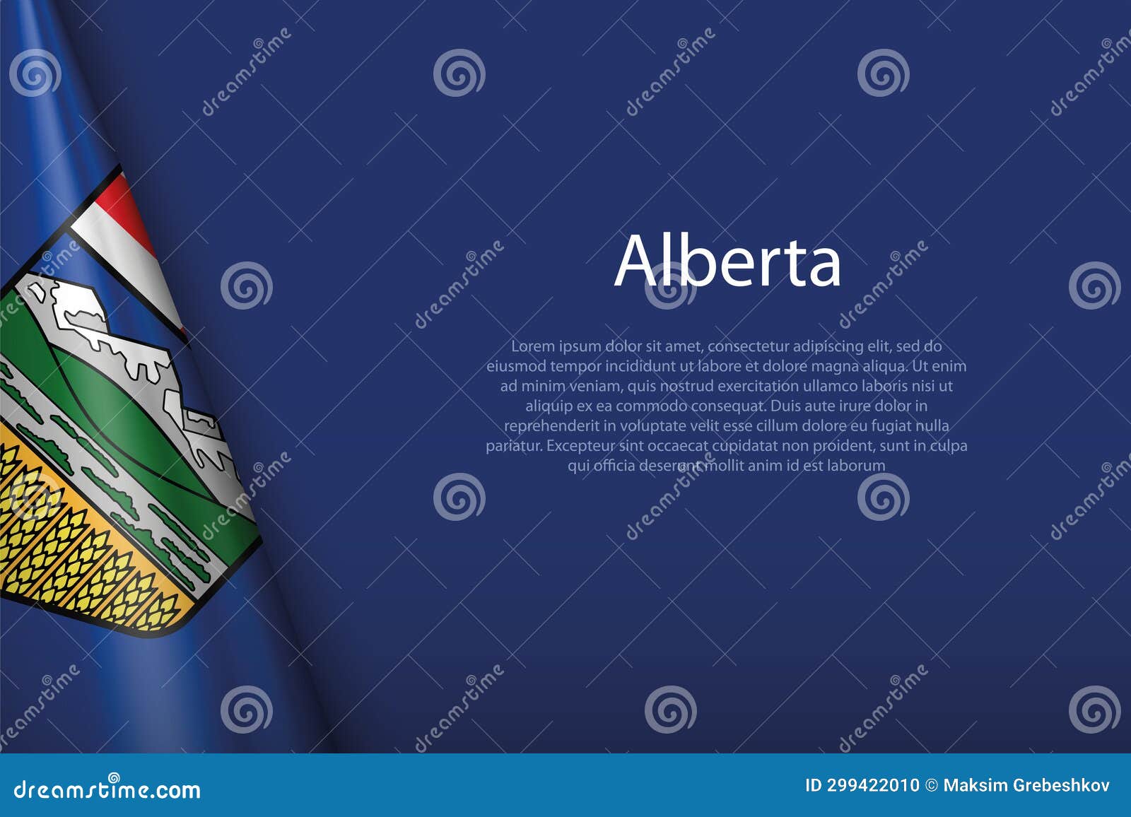 Flag Alberta, State of Canada, Isolated on Background with Copys Stock