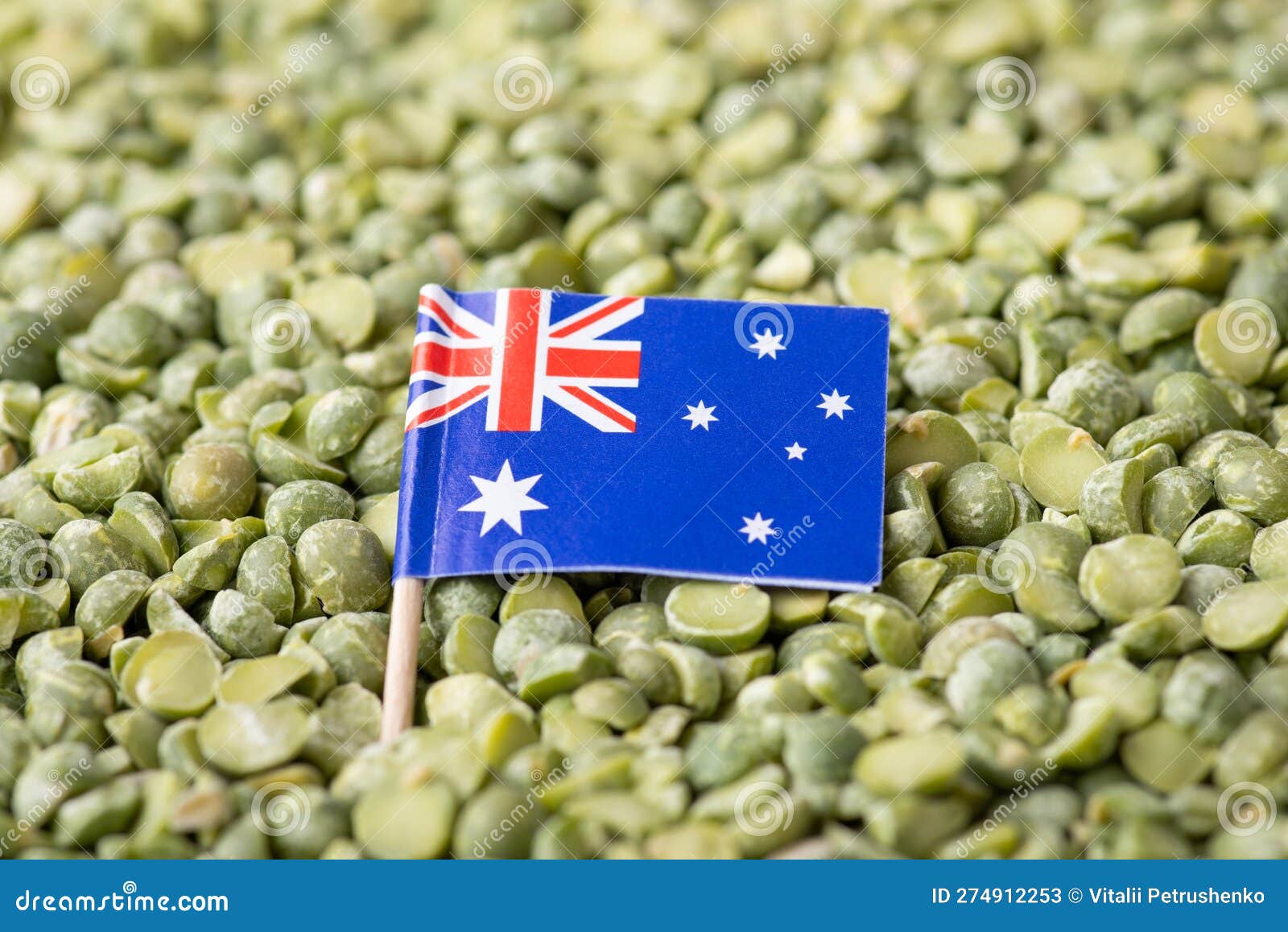 Flag of Australia on Green Pea Close Up Stock Image Image of import, grain 274912253