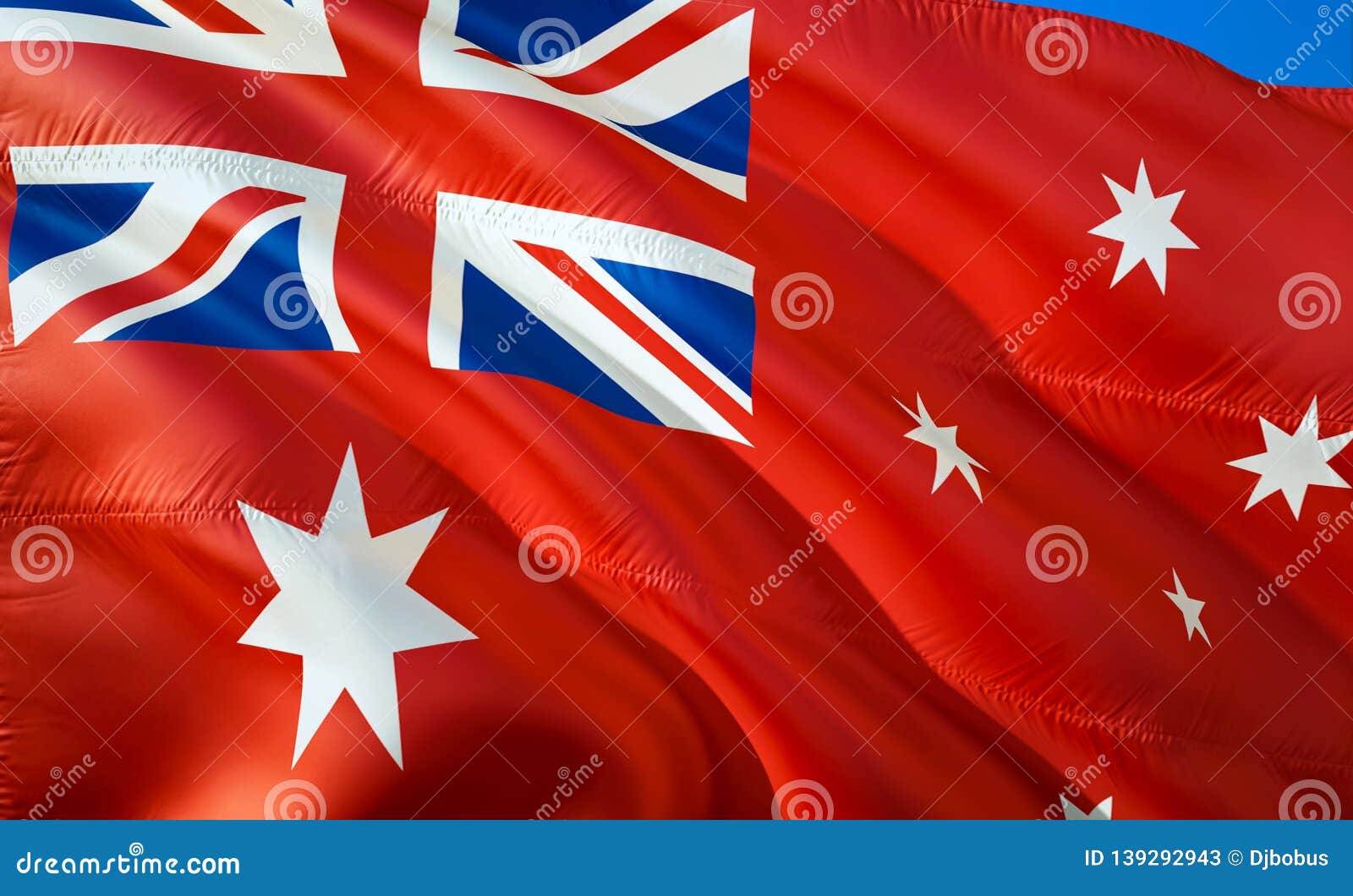 Flag of Australia Red Ensign. 3D Waving Flag Design. the National Symbol of Australia Red Ensign, 3D Rendering. National Colors Stock Image - Image of color: 139292943