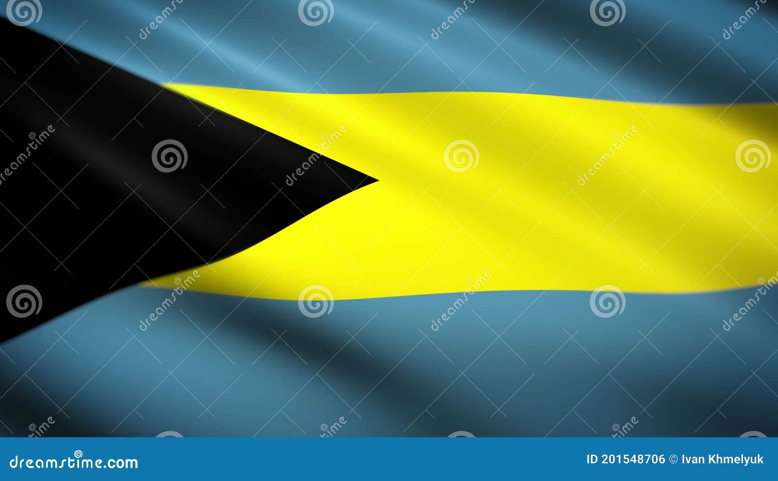 Flag of Bahamas Country with Black Blue and Yellow Colors Stock Footage Video of patriotic, 201548706