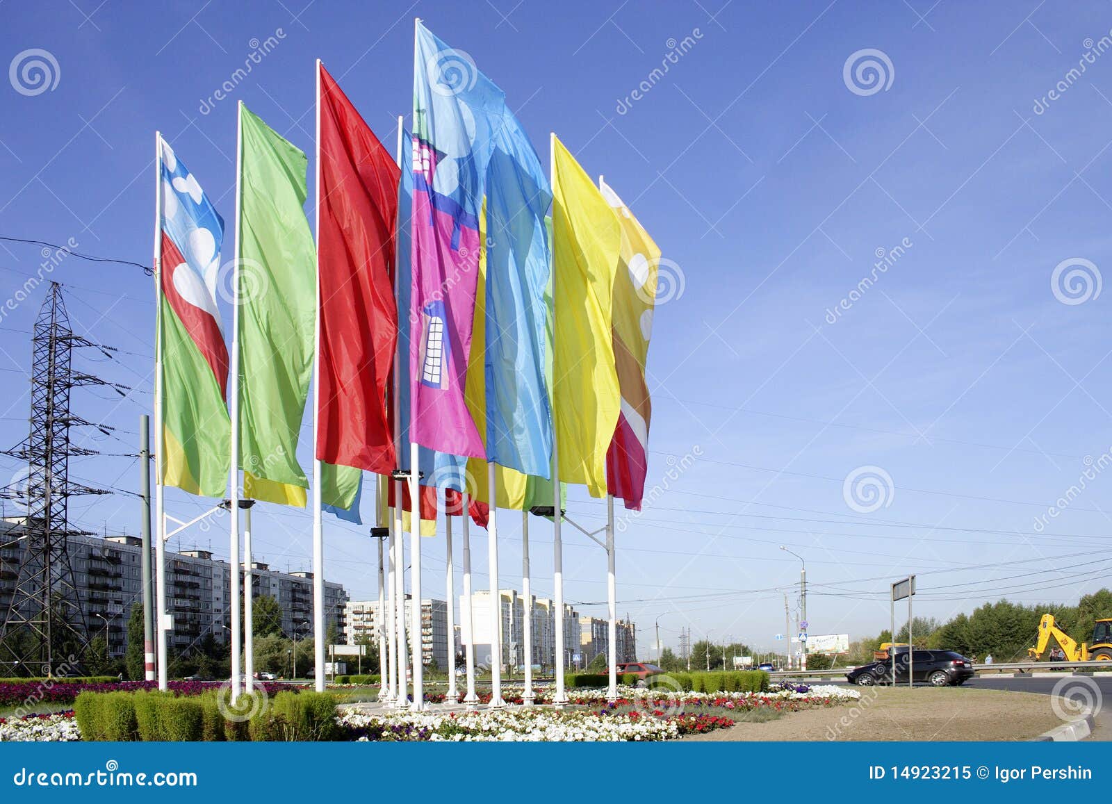 Flag banners on poles stock image. Image of festive, poles 14923215