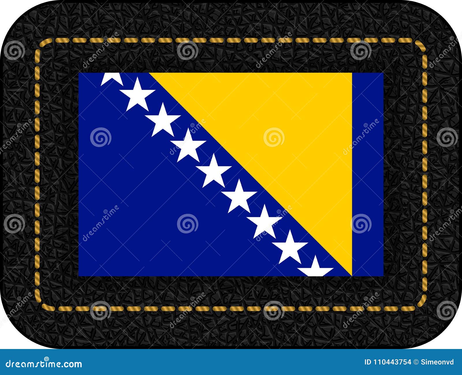 Download Flag Of Bosnia And Herzegovina. Vector Icon On Black Leather Backdrop Stock Vector ...