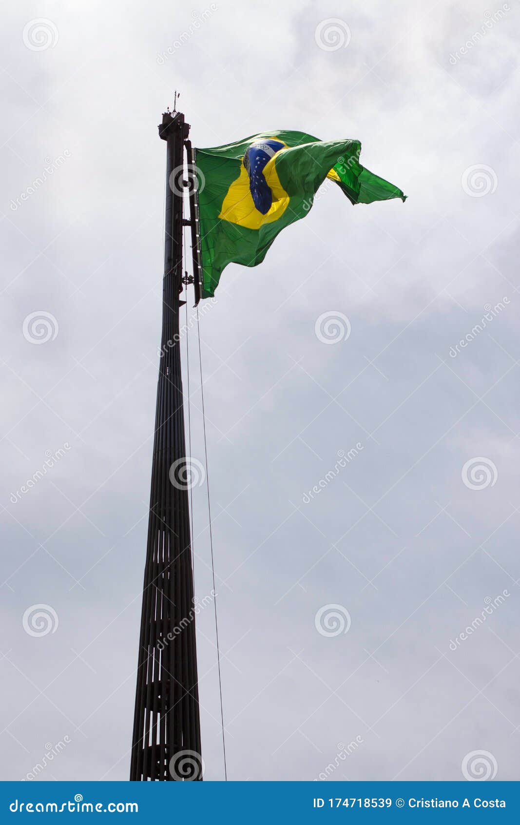 flag of brazil raised