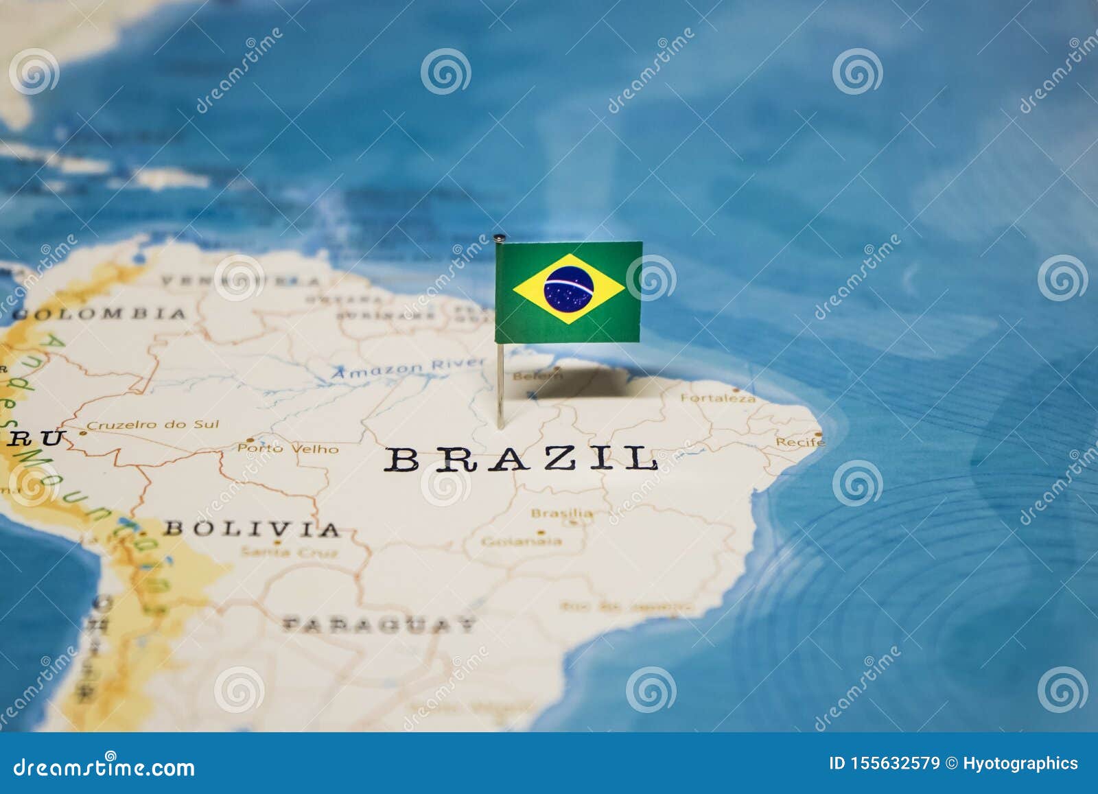 the flag of brazil in the world map