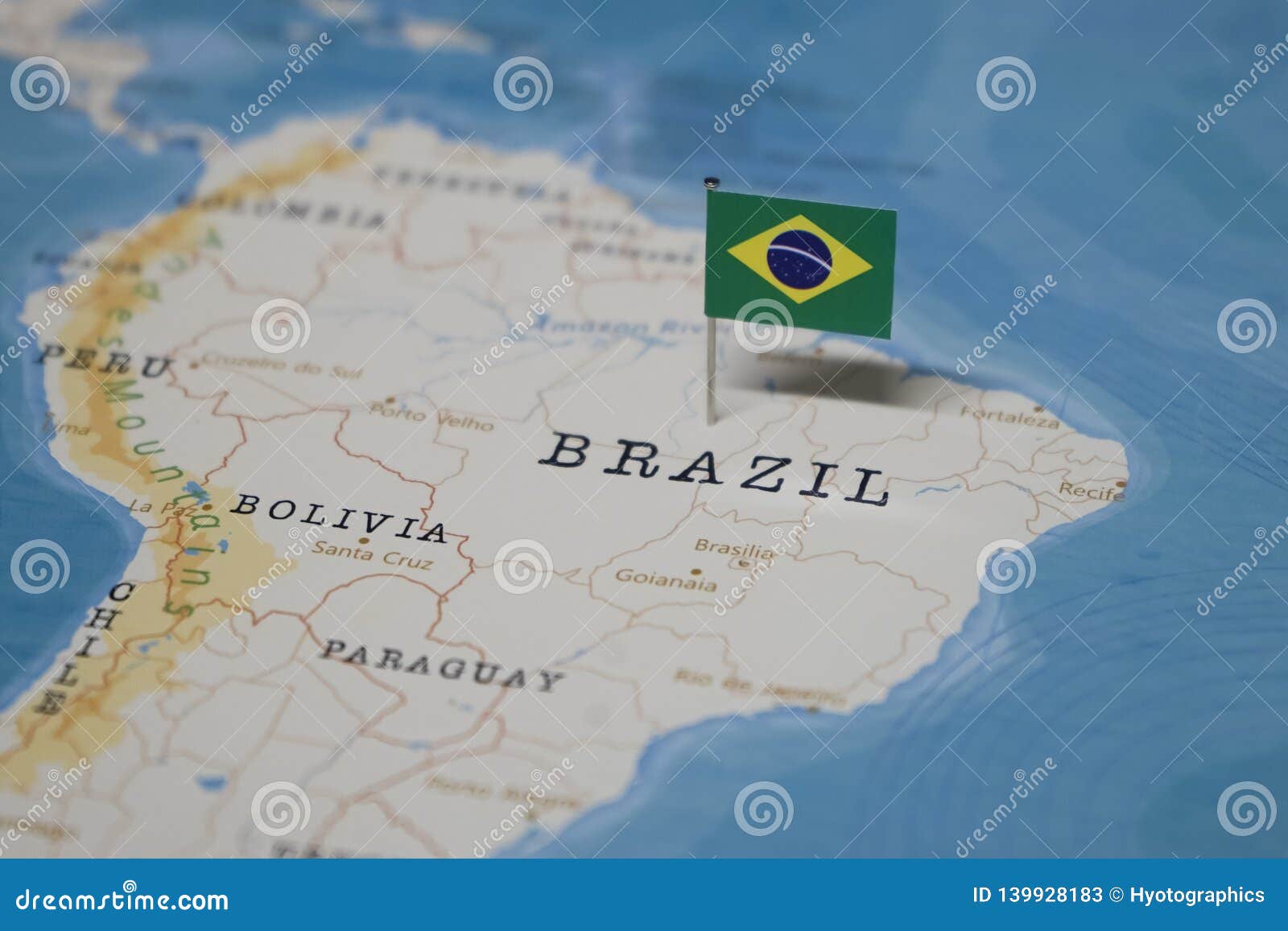 the flag of brazil in the world map