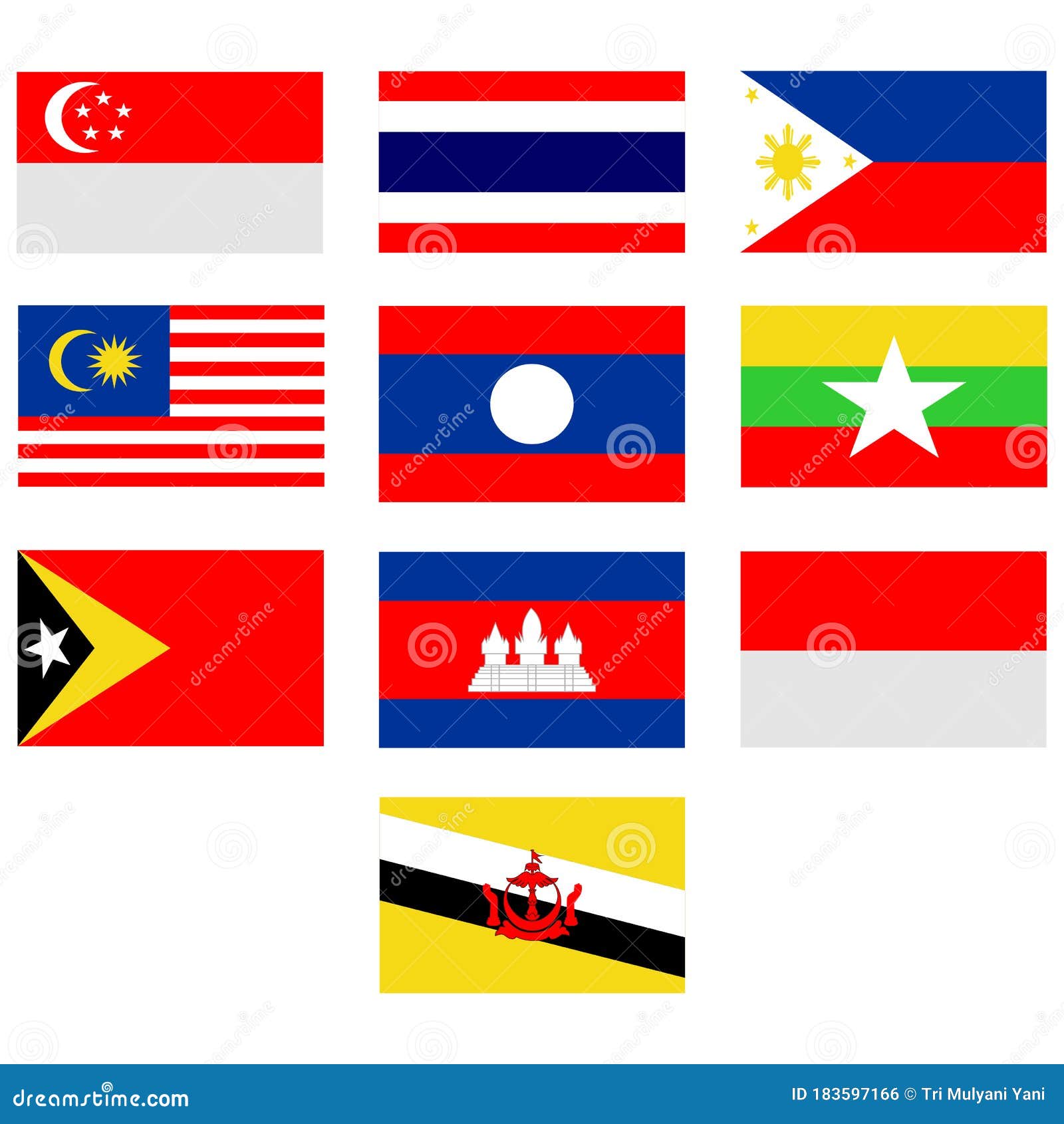 Flags of Country in Southeast Asia Icon Set Vector Design Symbol Stock