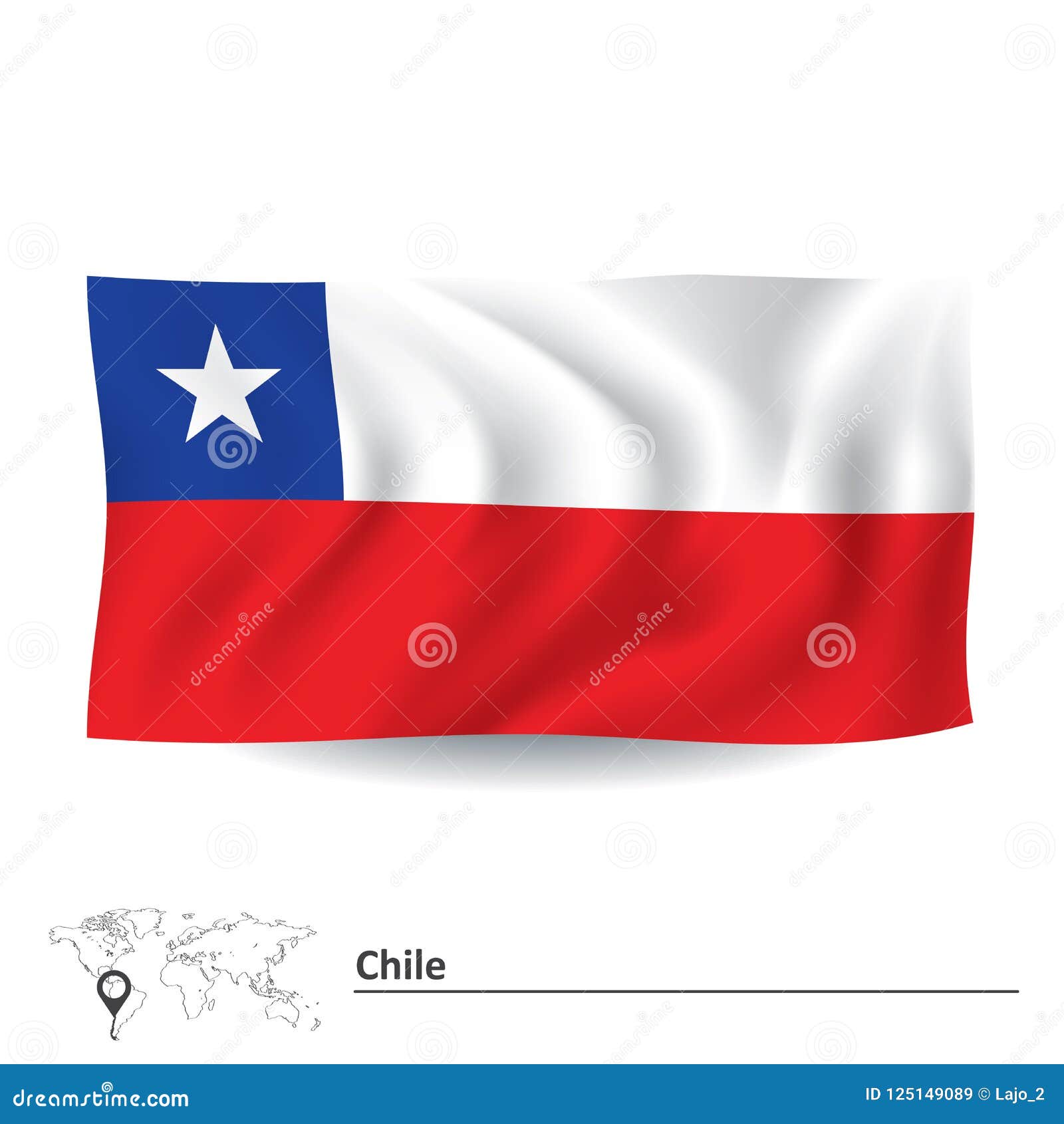 Flag Of Chile Stock Vector Illustration Of Contour 125149089