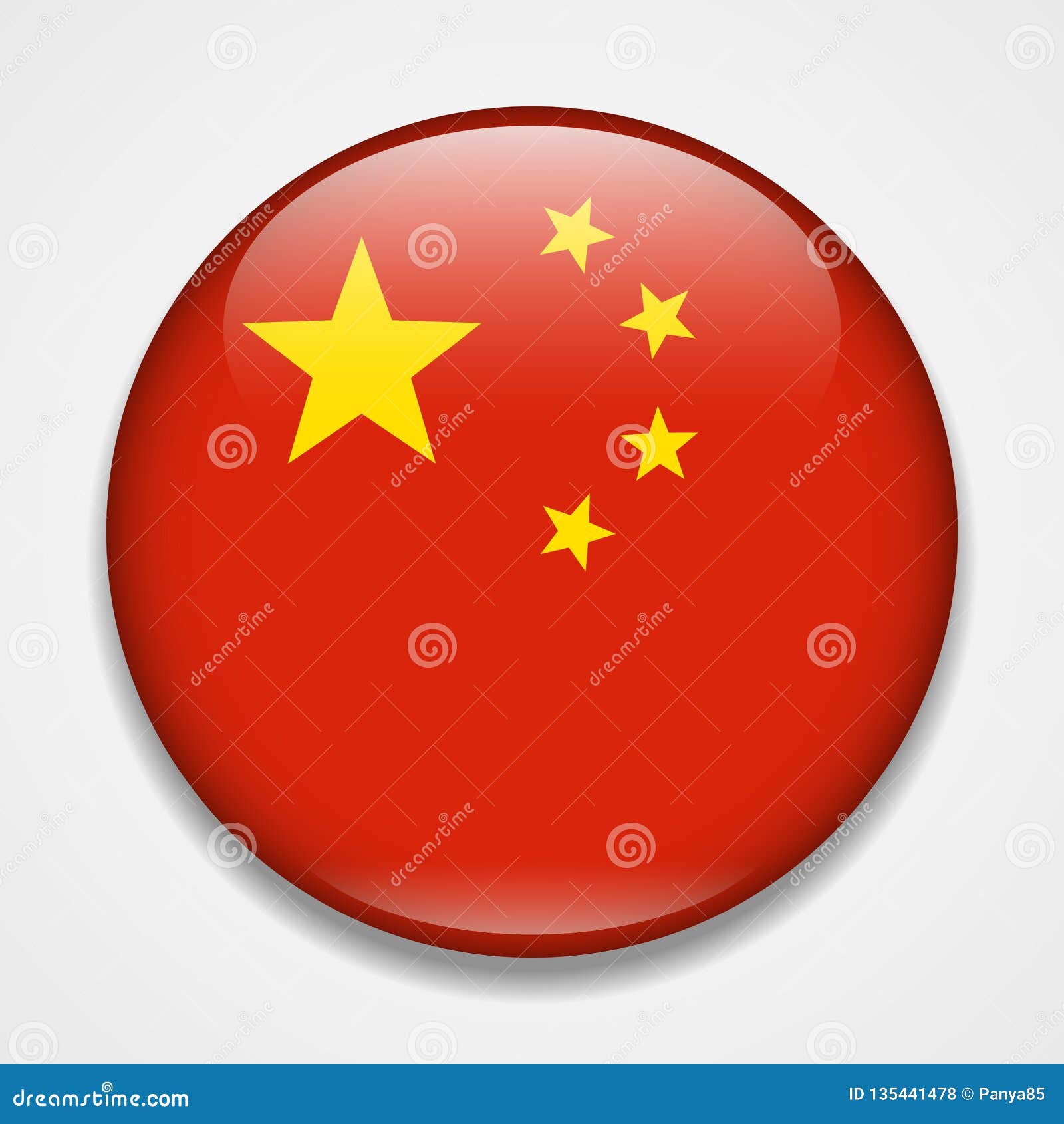 Flag of China. Round Glossy Badge Stock Vector Illustration of round