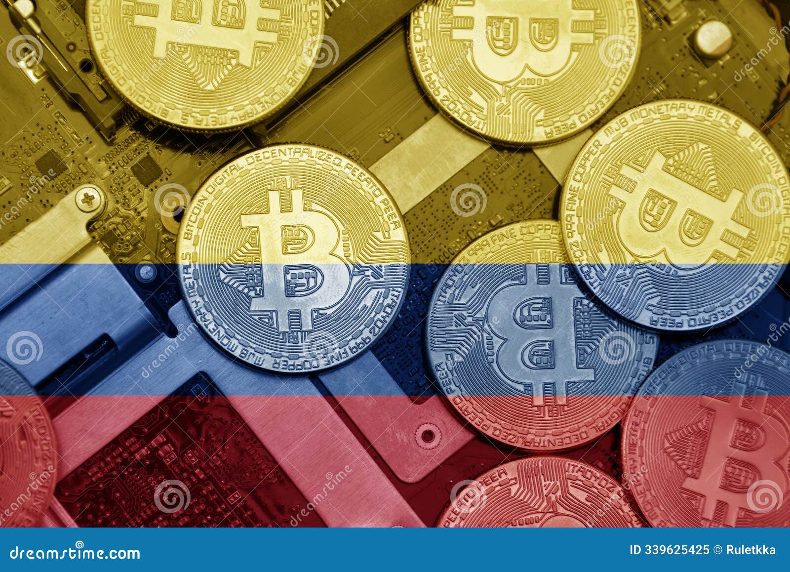 Flag of Colombia on the Bitcoins with Computer Electronic Circuit Board  Background. Bitcoin Concept Stock Image - Image of latin, crypto: 339625425