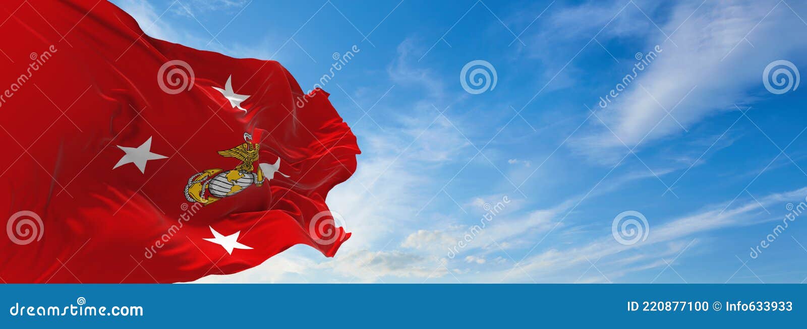 flag of commandant of the united states marine corps waving in the wind. usa national defence. copy space. 3d 