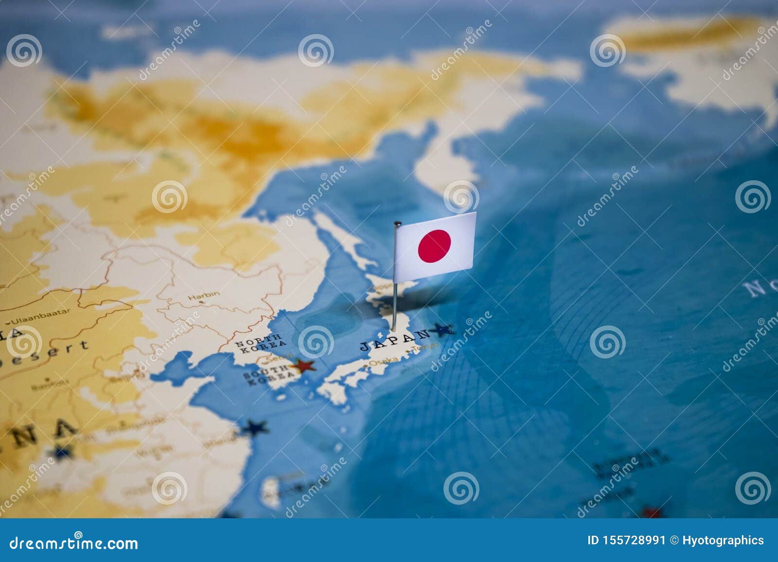 The Flag of Japan in the World Map Stock Image Image of paper