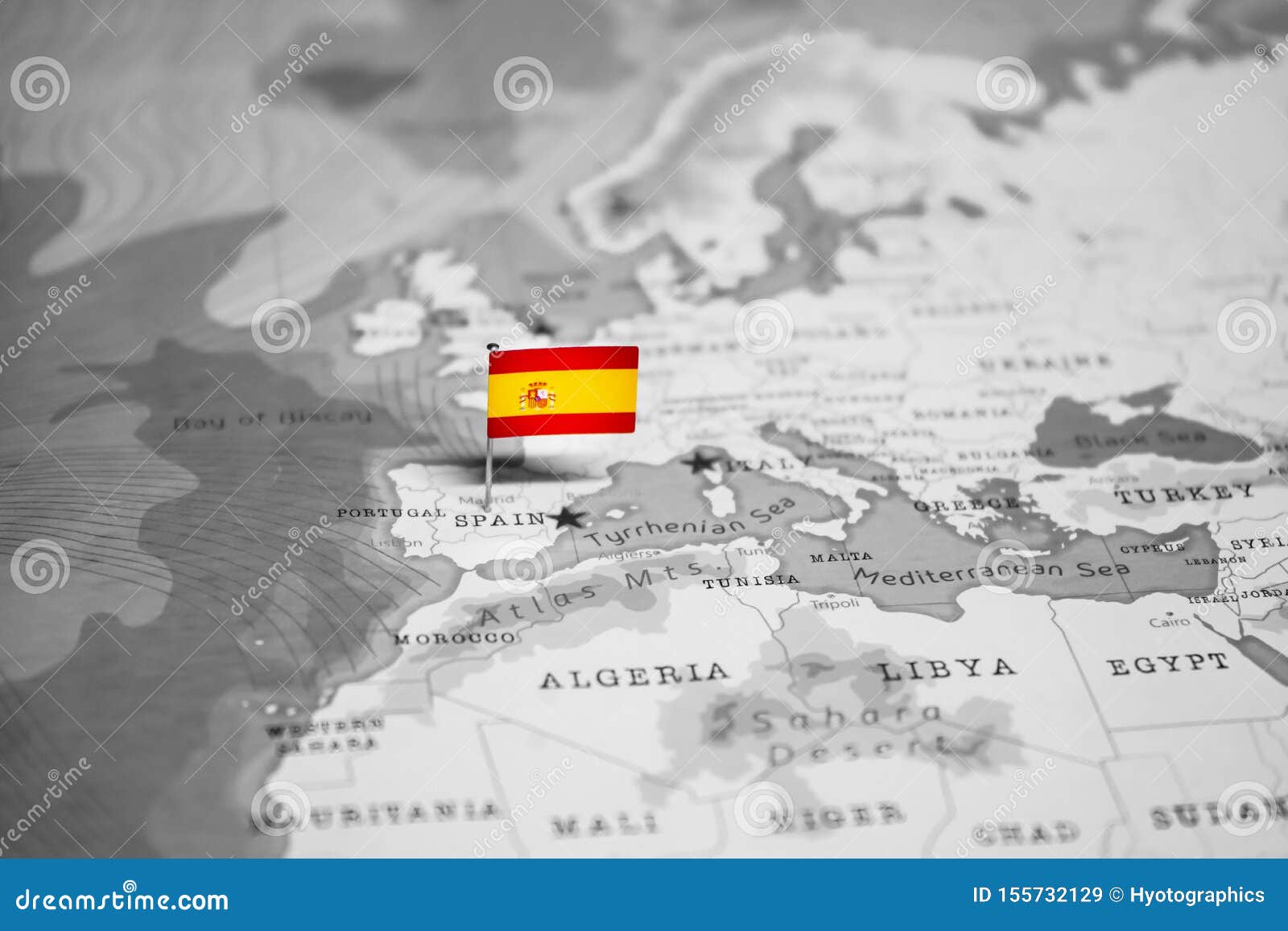 The Flag Of Spain In The World Map Stock Image Image Of Country Education 155732129