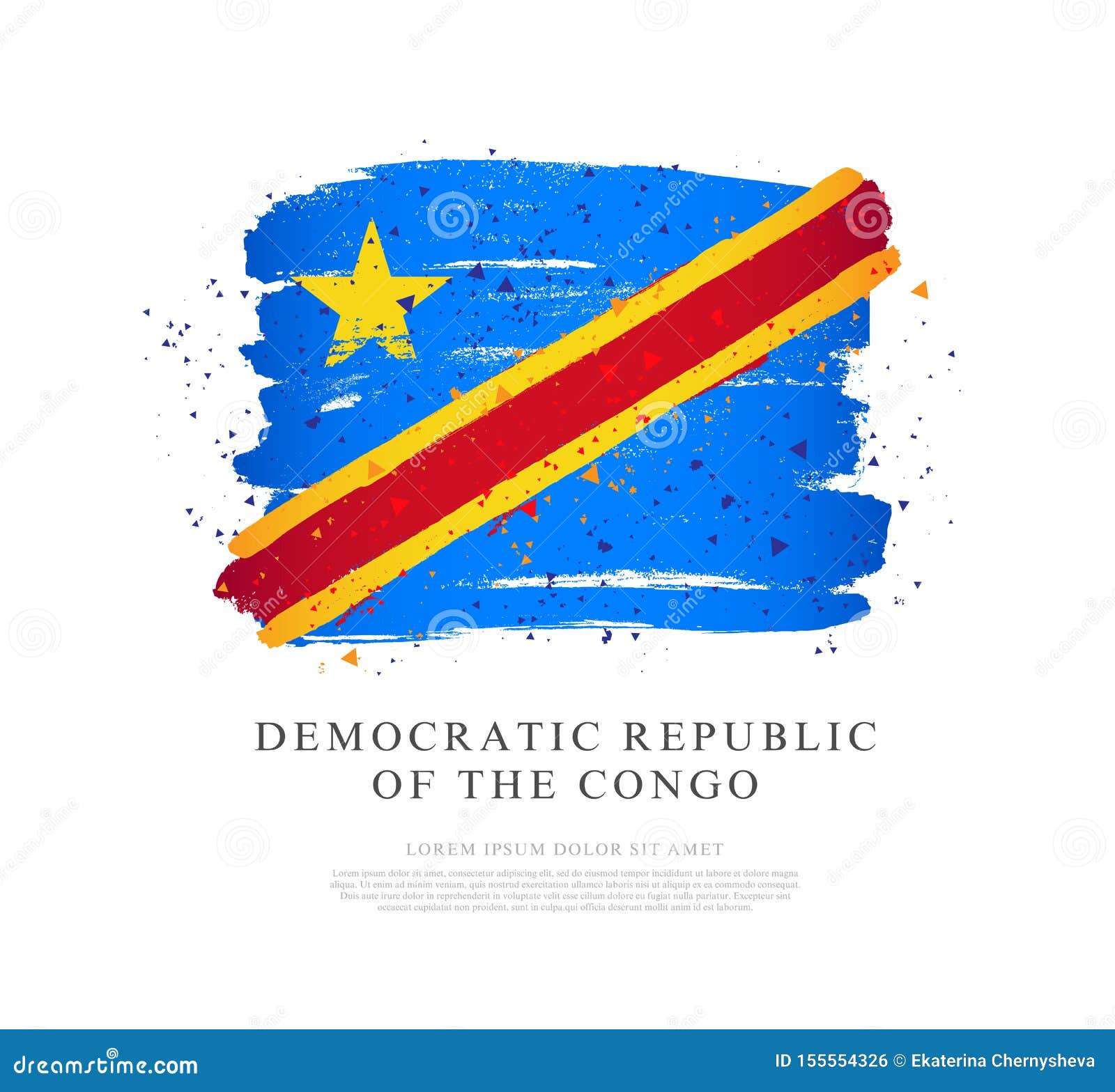 flag of the democratic republic of the congo. brush strokes