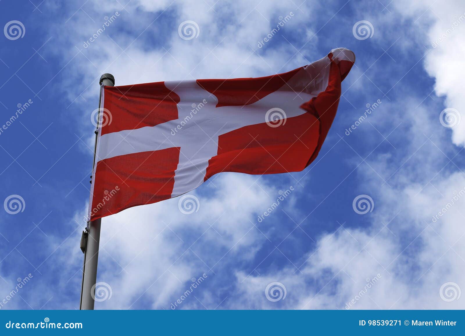 Flag of Denmark, White Cross on a Red Background, National Symbol Stock  Image - Image of outdoor, country: 98539271