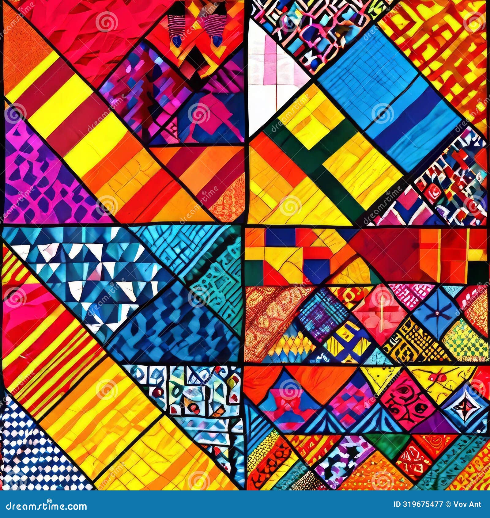 a flag ed to resemble a patchwork quilt with col