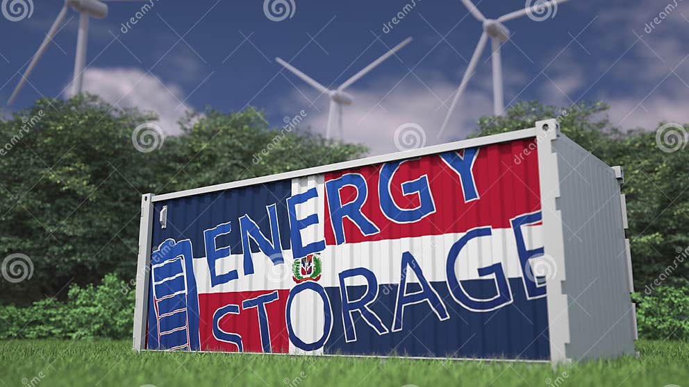 flag-of-the-dominican-republic-and-energy-storage-text-on-a-battery