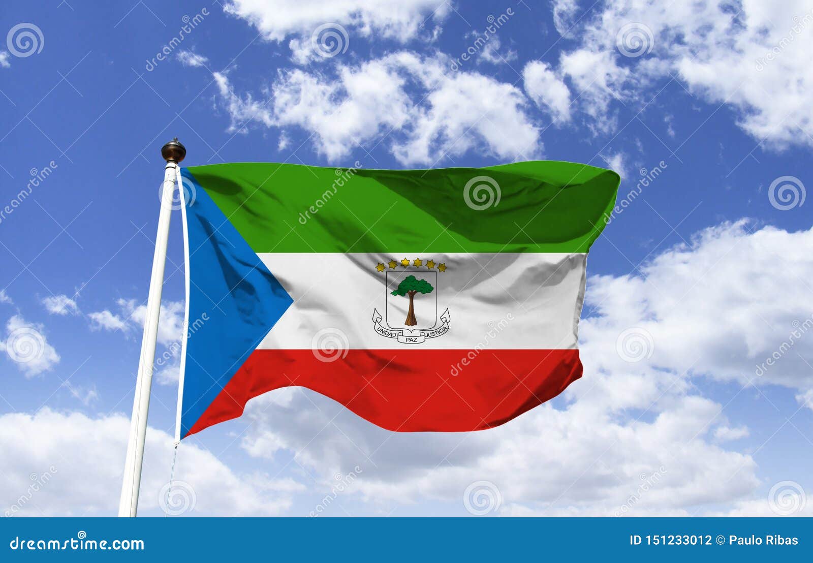 Besættelse tårn frill Flag of Equatorial Guinea, Tree of Silk Cotton Stock Photo - Image of  official, meanings: 151233012