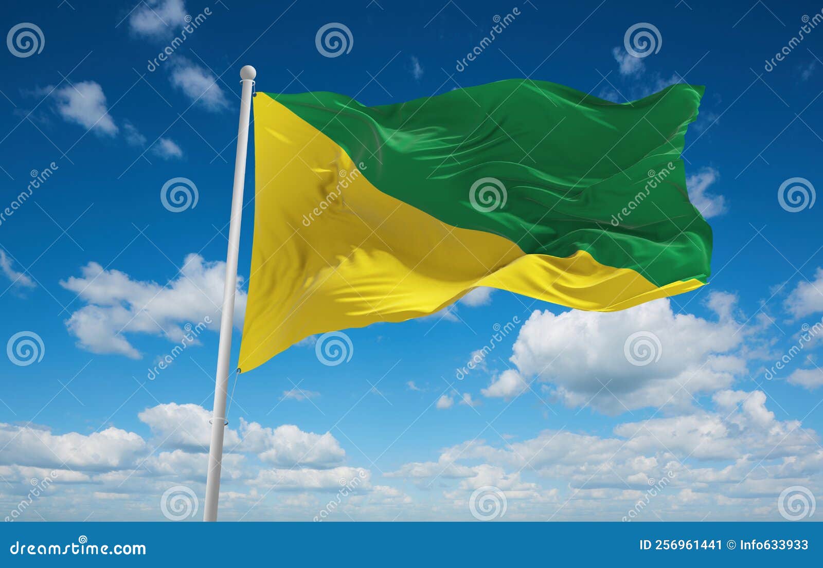 flag of estado independente do acre, america at cloudy sky background, panoramic view. flag representing extinct country,ethnic