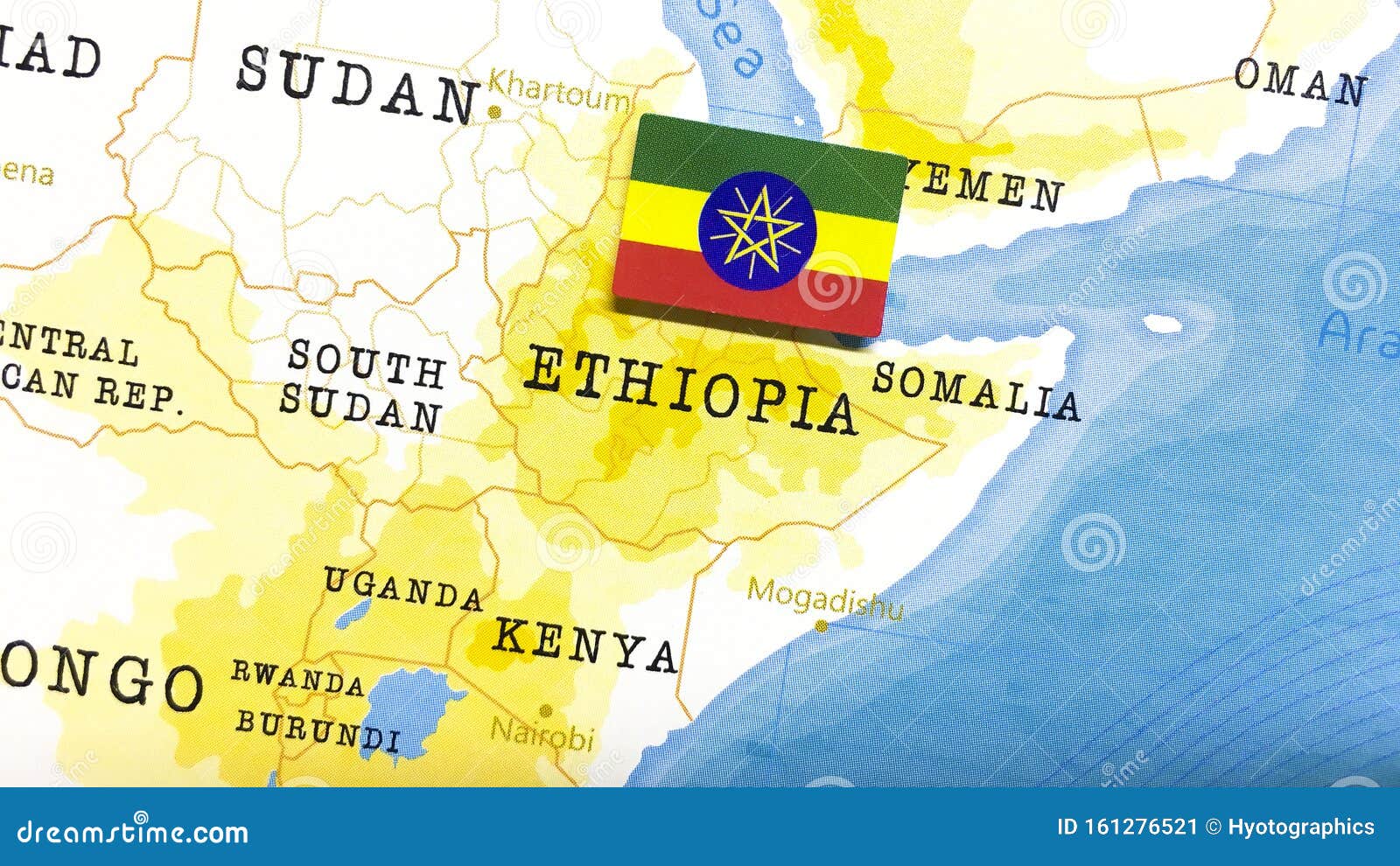 The Flag of Ethiopia in the World Map Stock Image - Image of journey