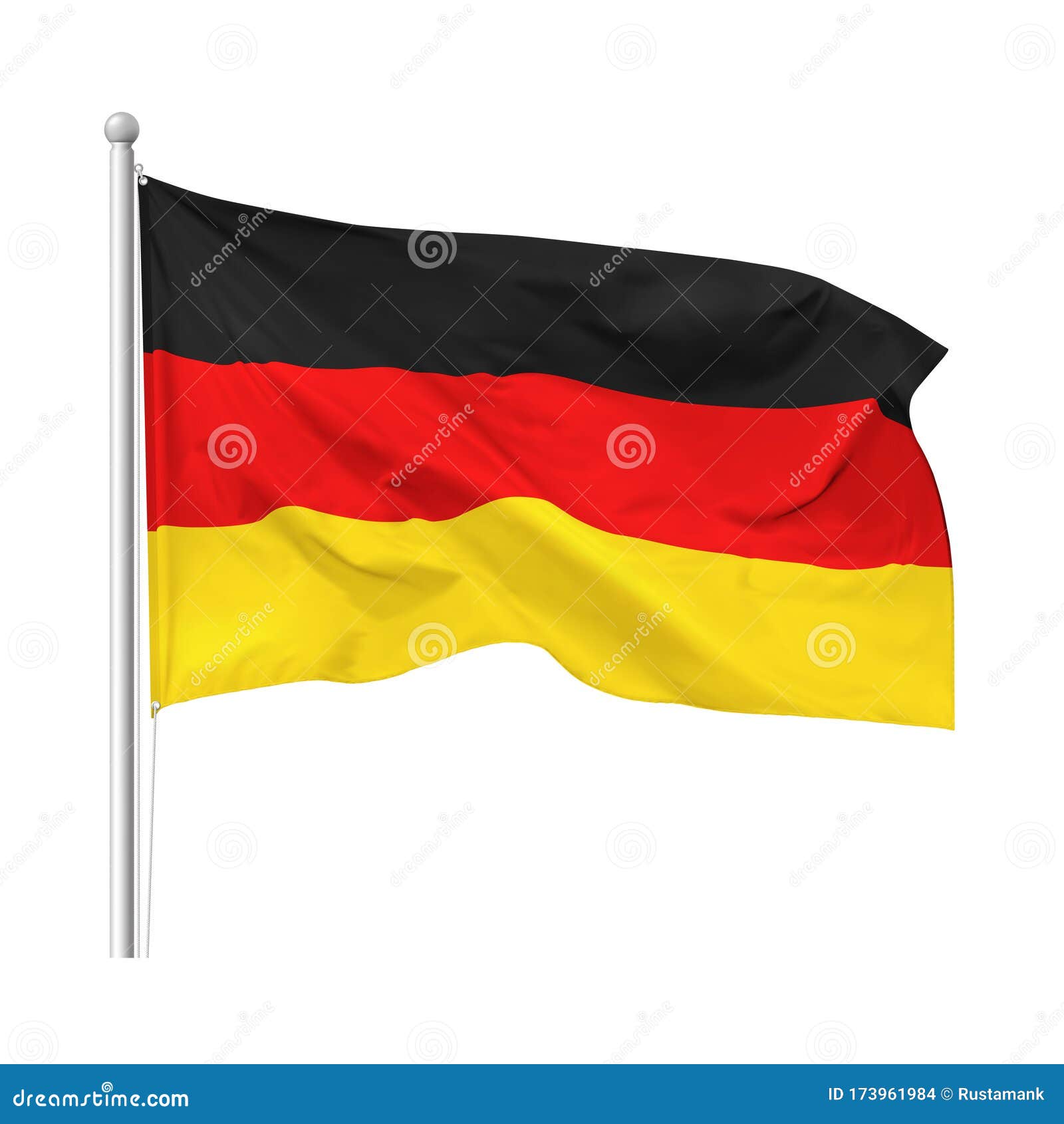 Flag of the Federal Republic of Germany in the Wind on Flagpole ...