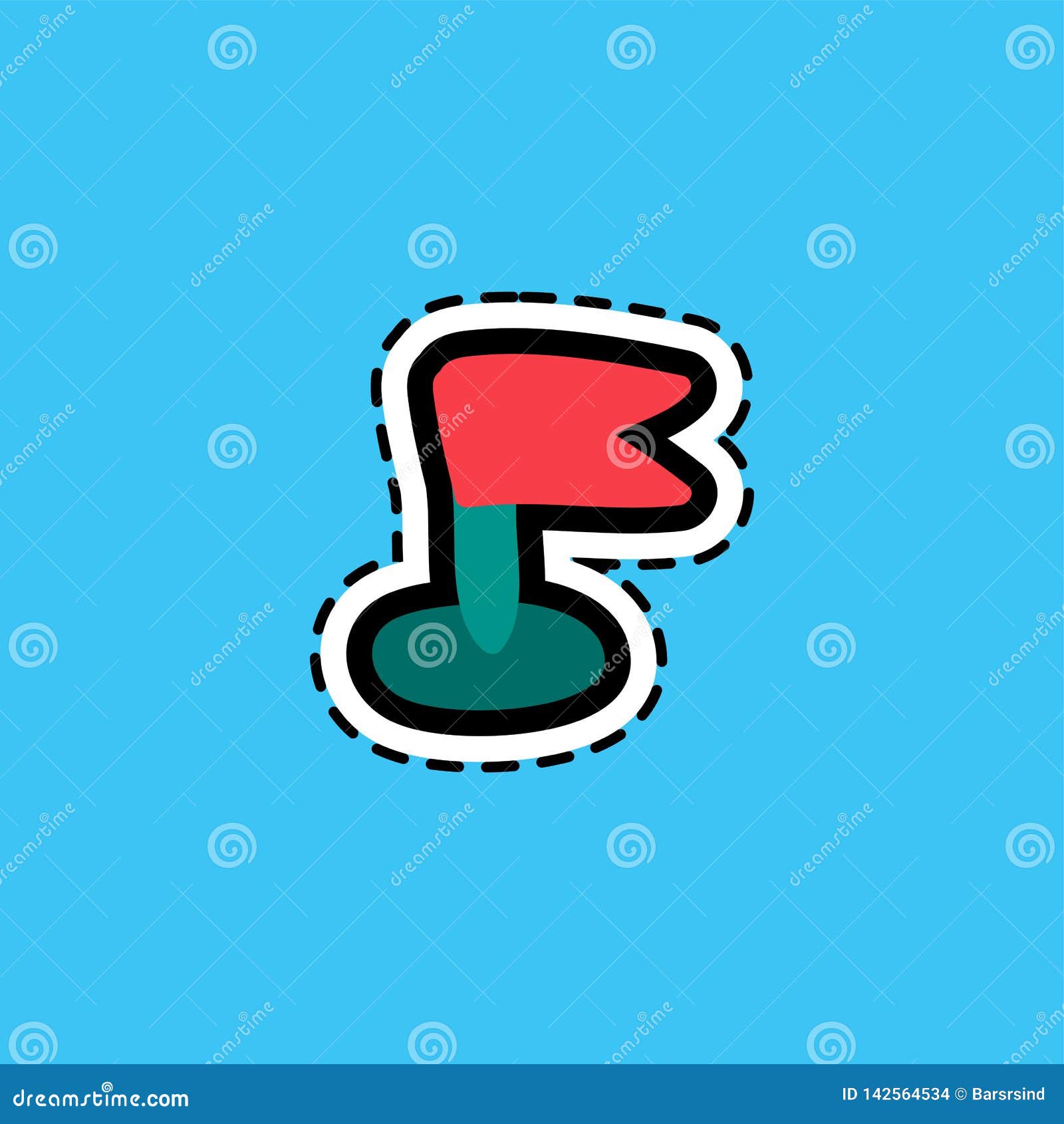 Download Flag Flat Color Sticker With Stitch Contour Stock Vector ...