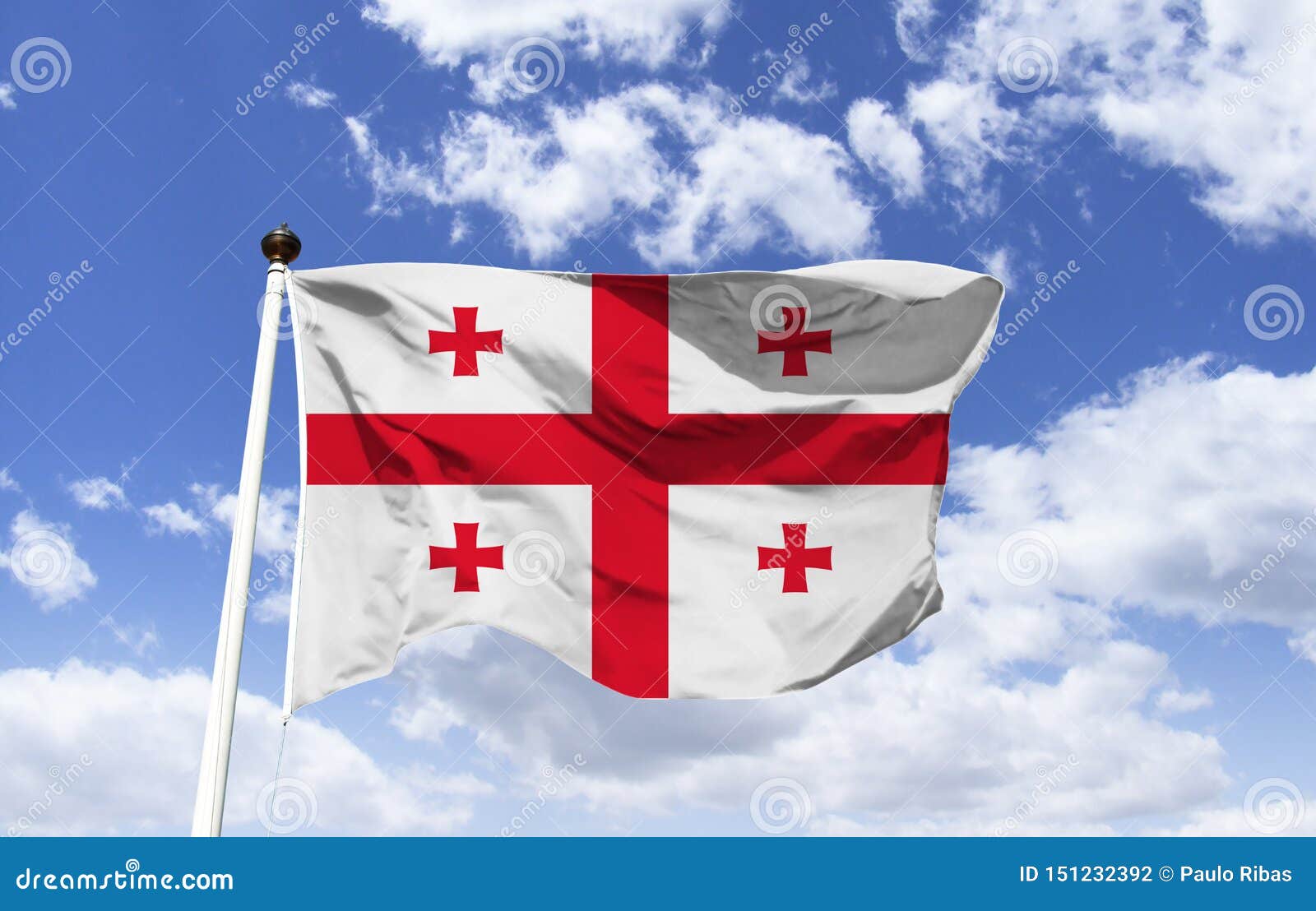 Grand krøllet nuttet Flag of Georgia, Flag of the Five Crosses Stock Photo - Image of flag,  crusaders: 151232392