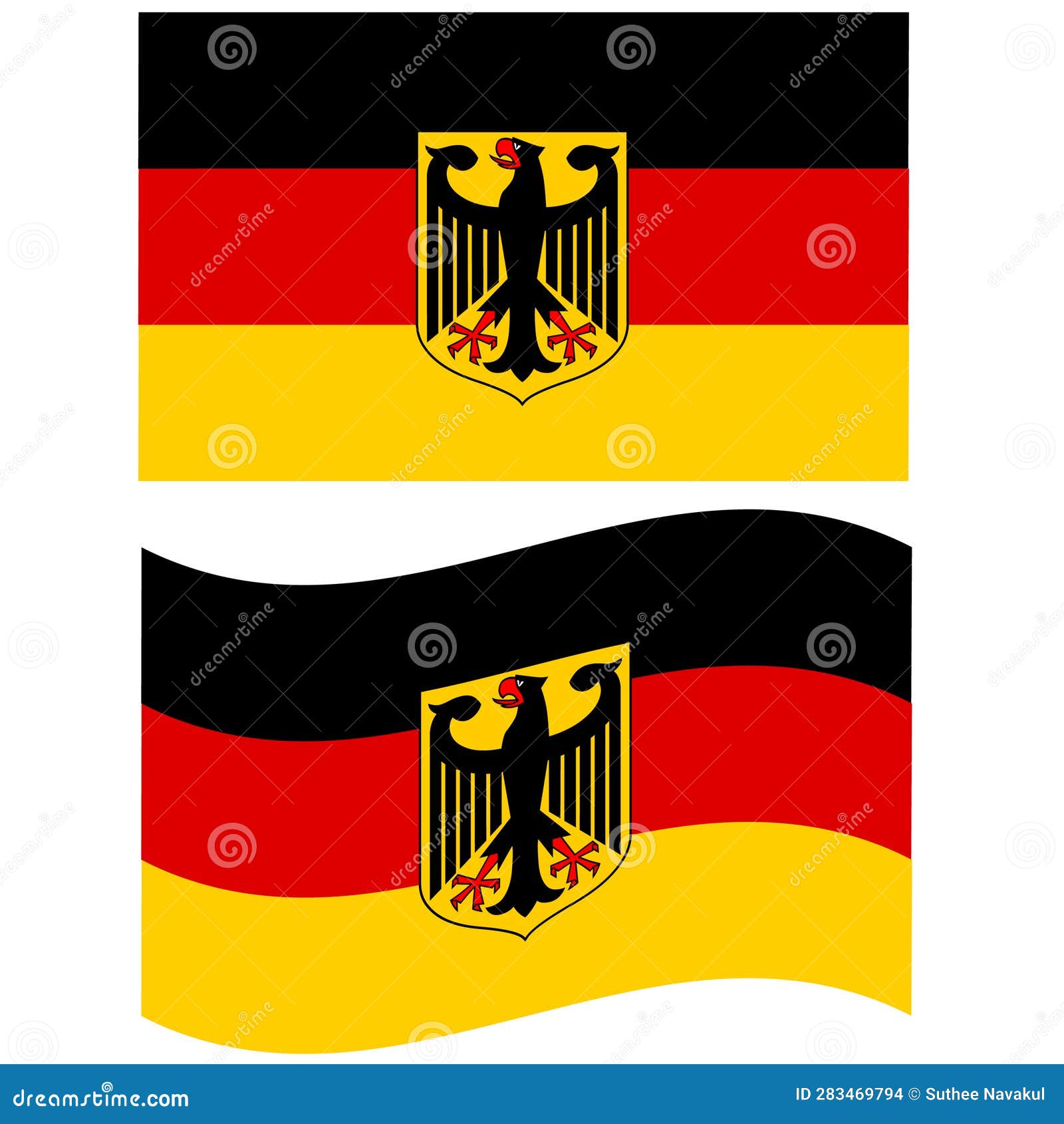 Flag of Germany with an Eagle. Flag of Germany. Waving Flag of Germany