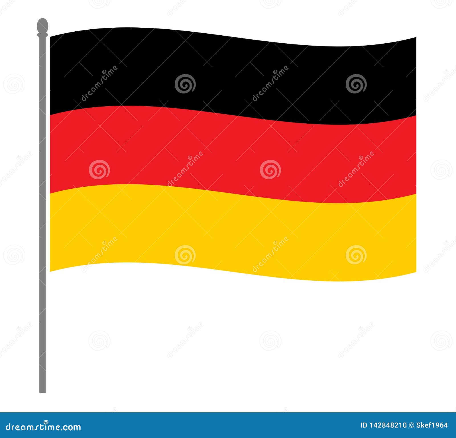 German Flag on the Flagpole Stock Vector - Illustration of decoration ...