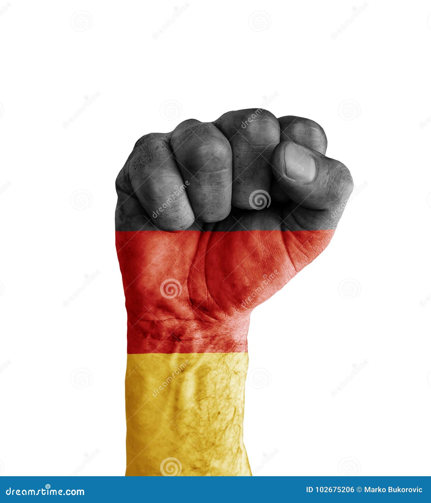 Flag Of Germany Painted On Human Fist Like Victory Symbol Stock Photo