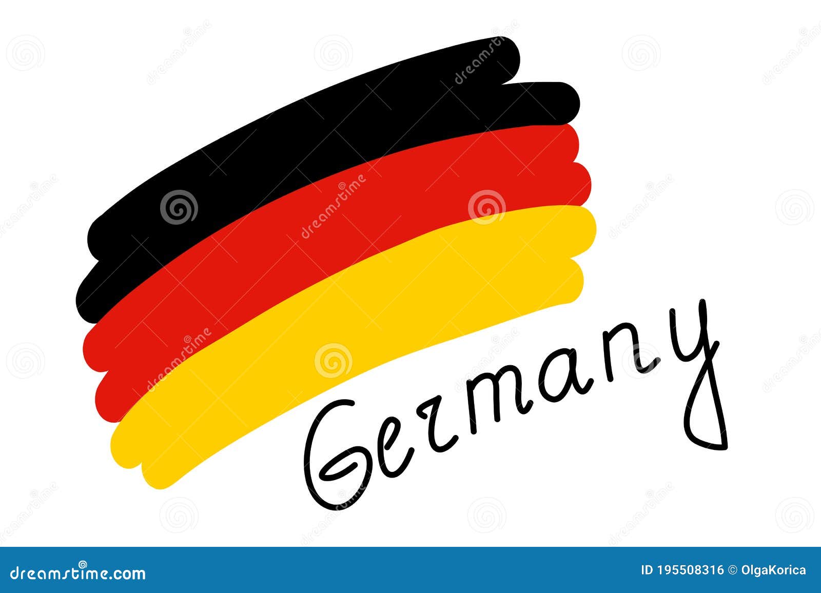 plads Natur jeg er enig Flag of Germany, Simple Stylized Vector Illustration with Freehand Text.  Black Red Yellow German Flag, Hand Drawn Country Name Stock Vector -  Illustration of idea, design: 195508316