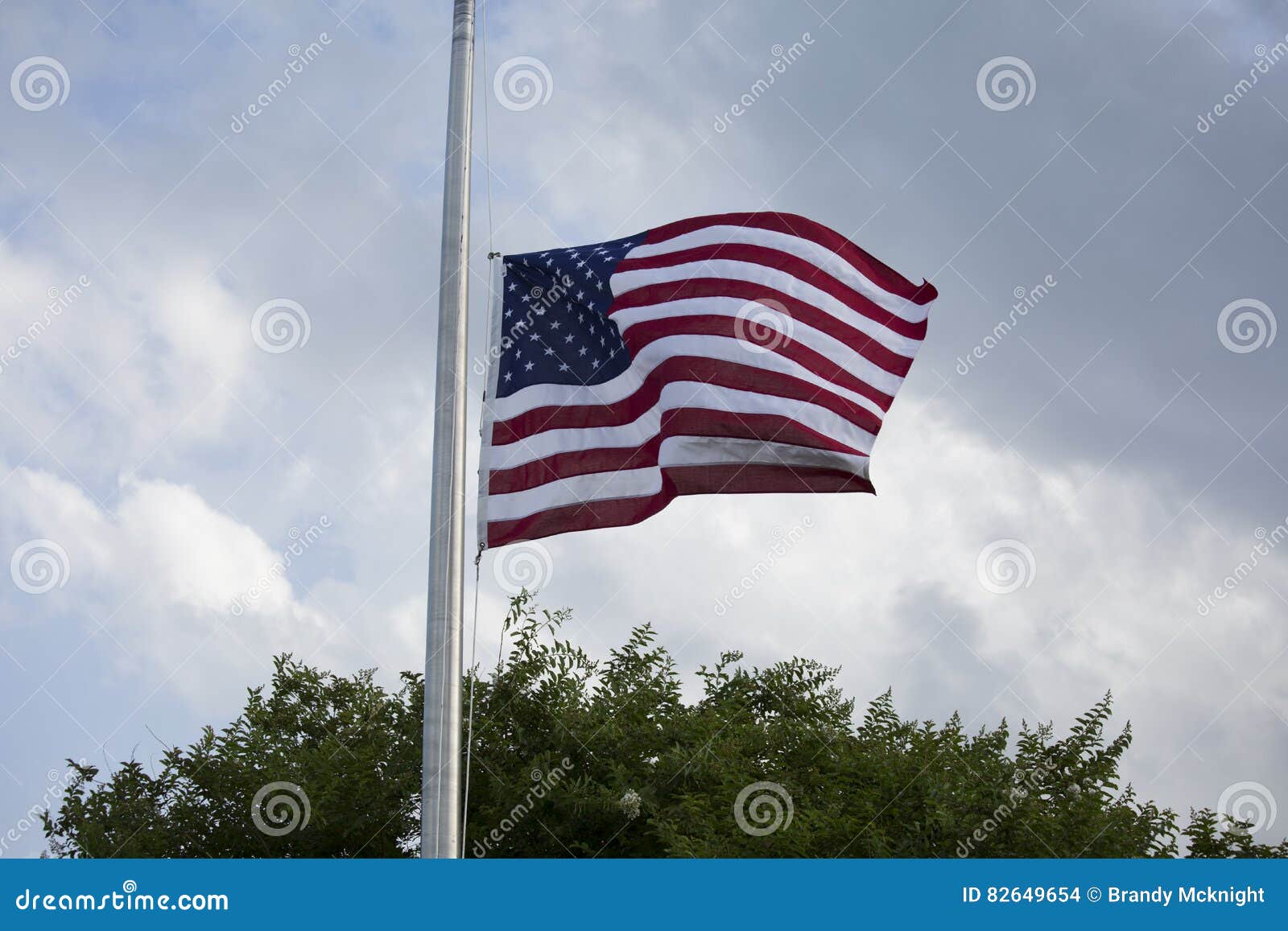 Flag at Half Mast stock photo. Image of fallen, lowered 82649654