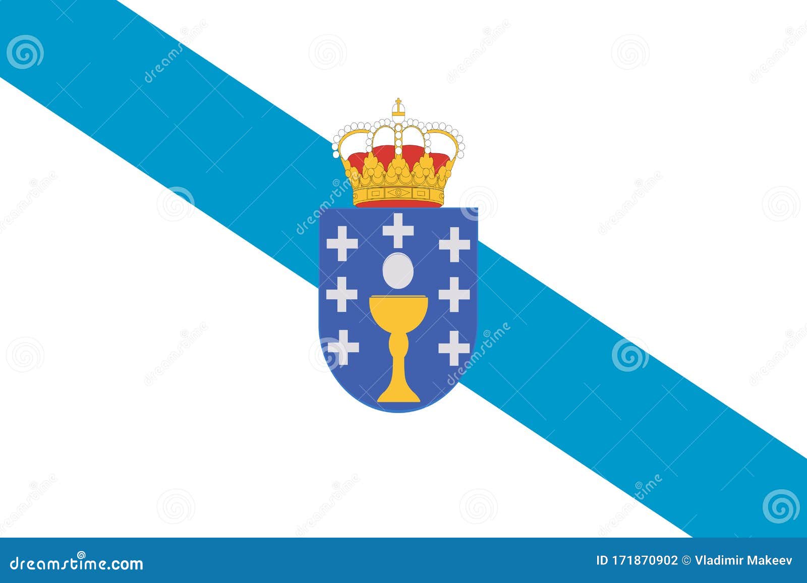 Flag Of The Historic District Of Spain - Galicia Stock Illustration