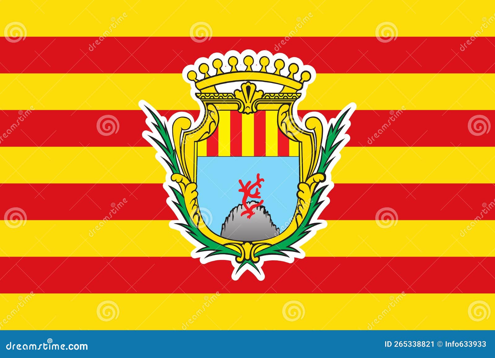 flag of ibero romance peoples algheresi. flag representing ethnic group or culture, regional authorities. no flagpole. plane