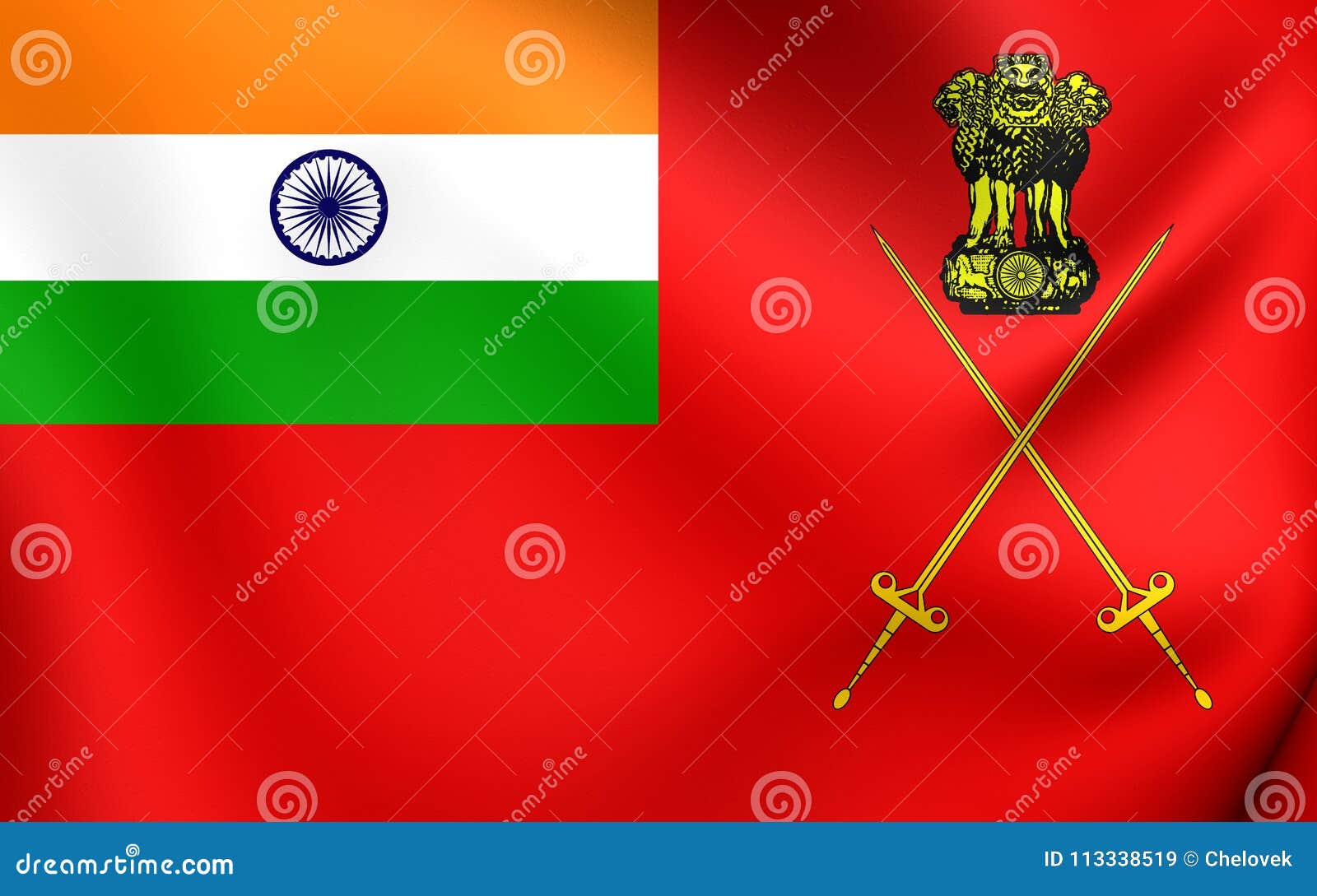 Flag of Indian Army stock illustration. Illustration of wave - 113338519