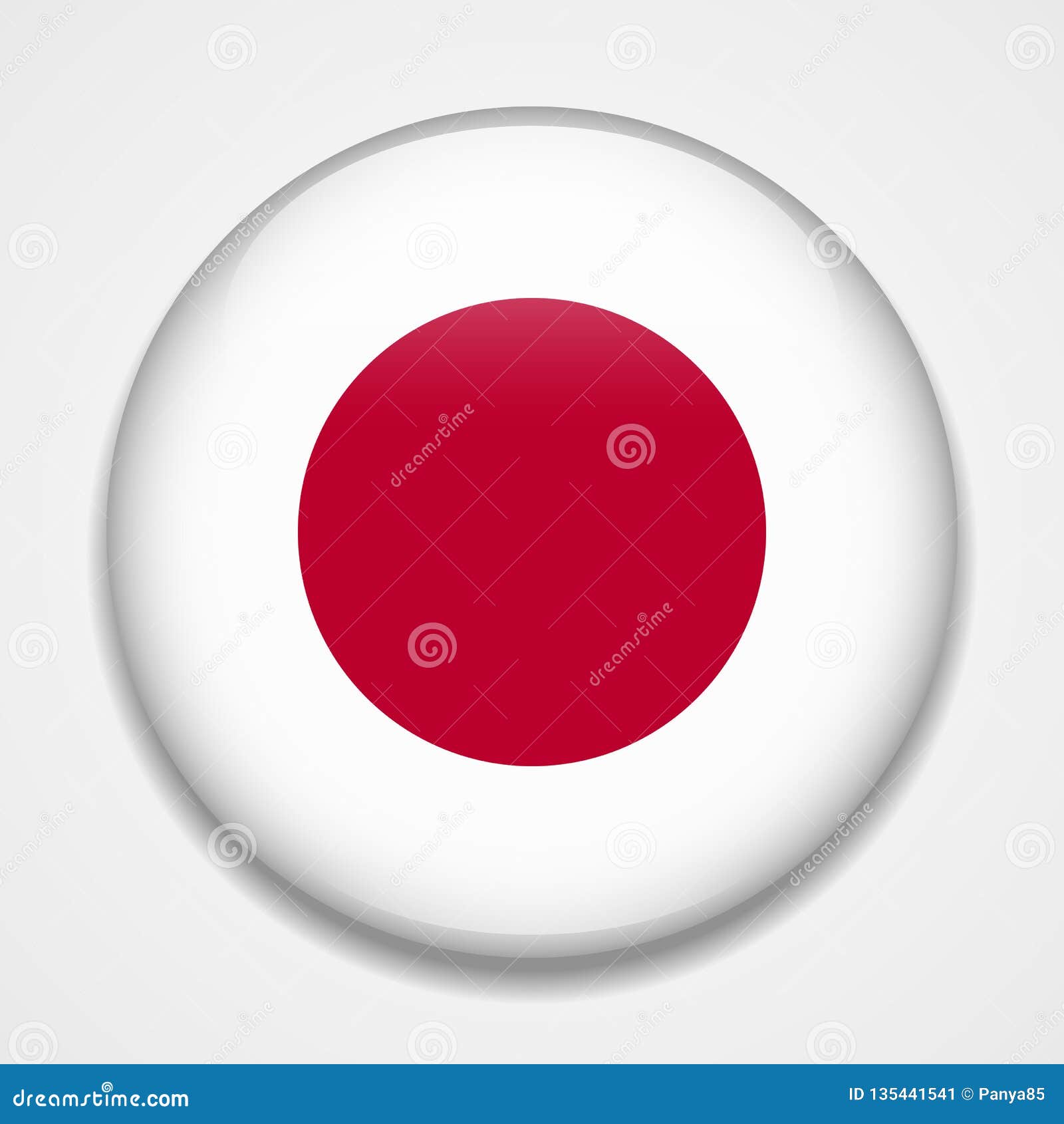 Flag of Japan. Round Glossy Badge Stock Vector Illustration of symbol