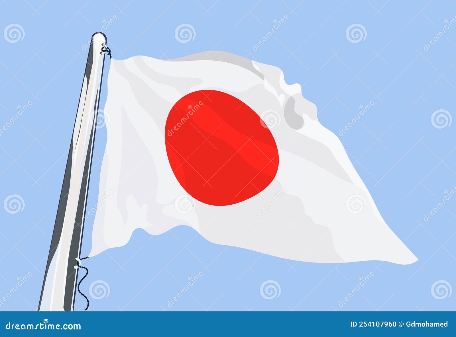 Flag of Japan. Waving in the Wind Stock Vector Illustration of