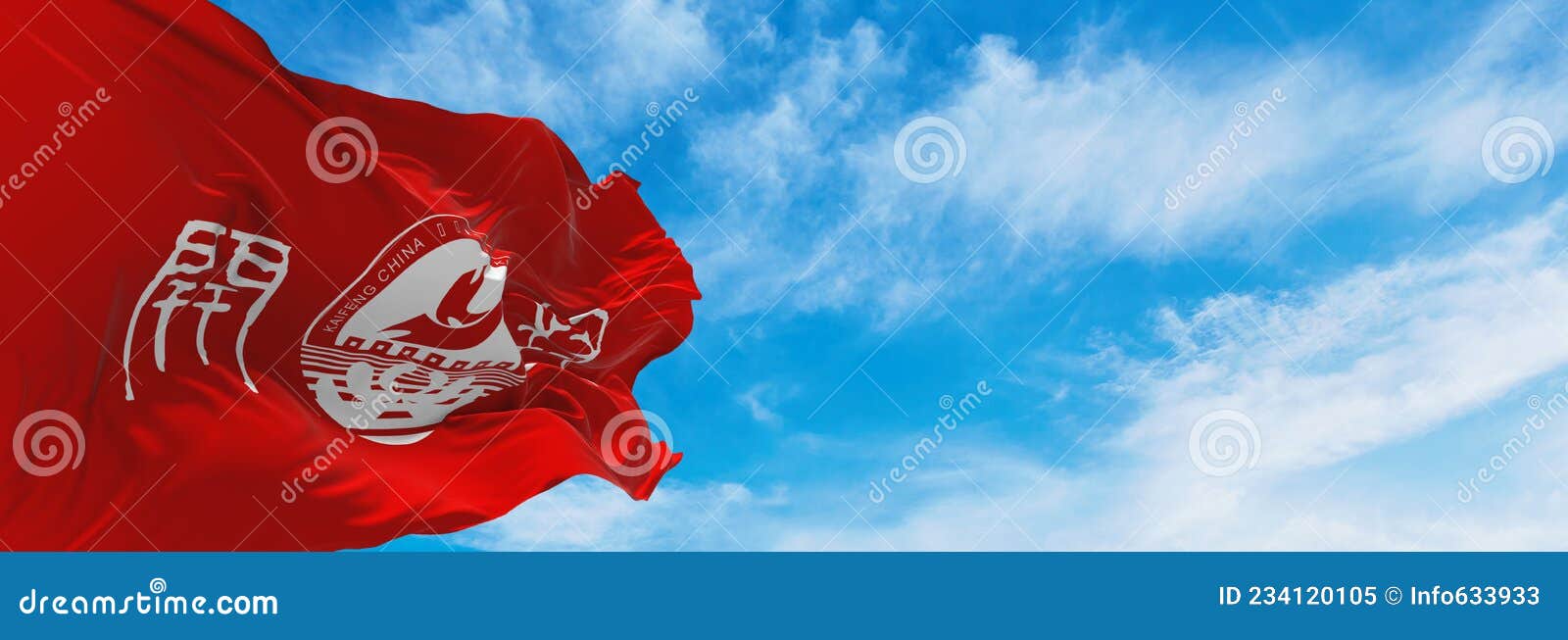Flag of Kaifeng, China at Cloudy Sky Background on Sunset, Panoramic ...