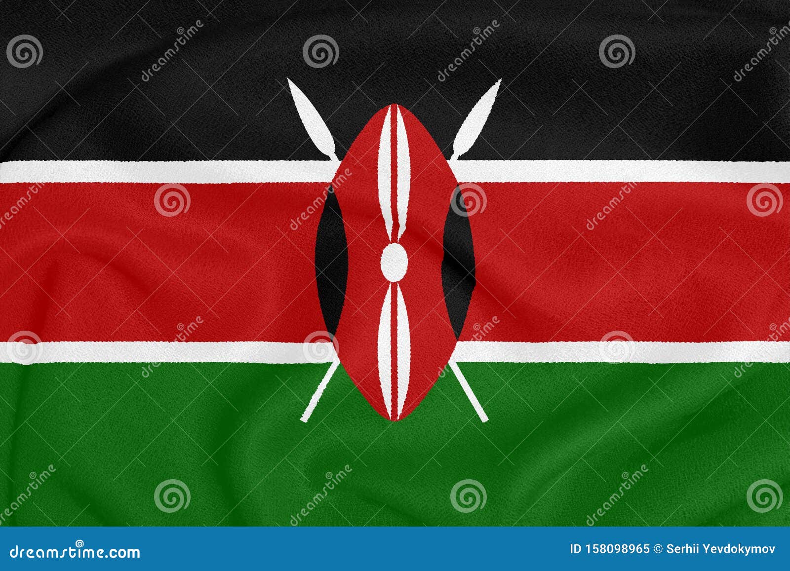 Flag of Kenya on Textured Fabric. Patriotic Symbol Stock Image Image
