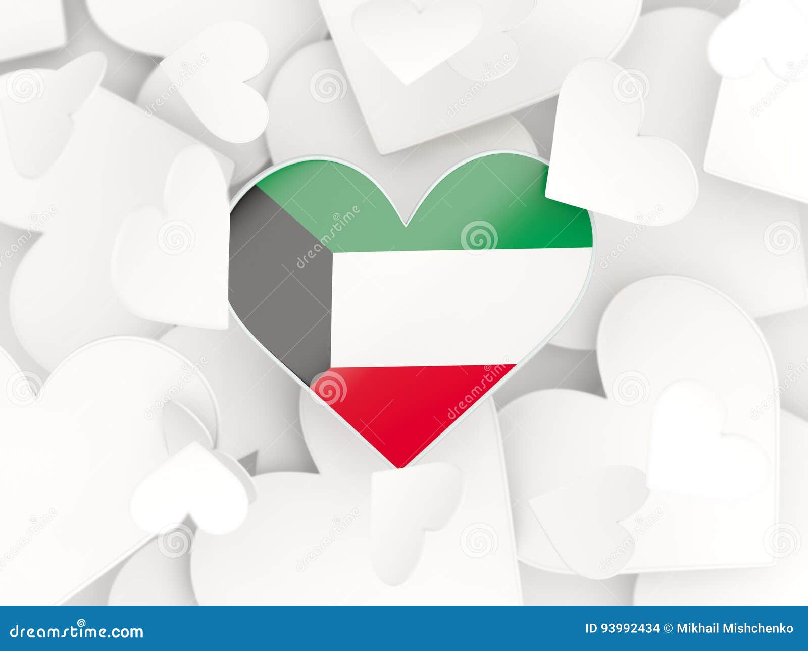 Flag of Kuwait, Heart Shaped Stickers Stock Illustration Illustration