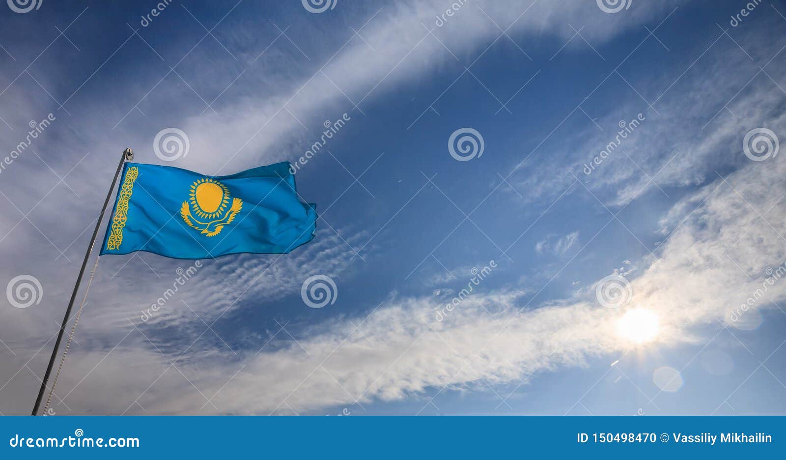 Flag KZ stock photo. Image of insignia, blue, kazakhstan 150498470