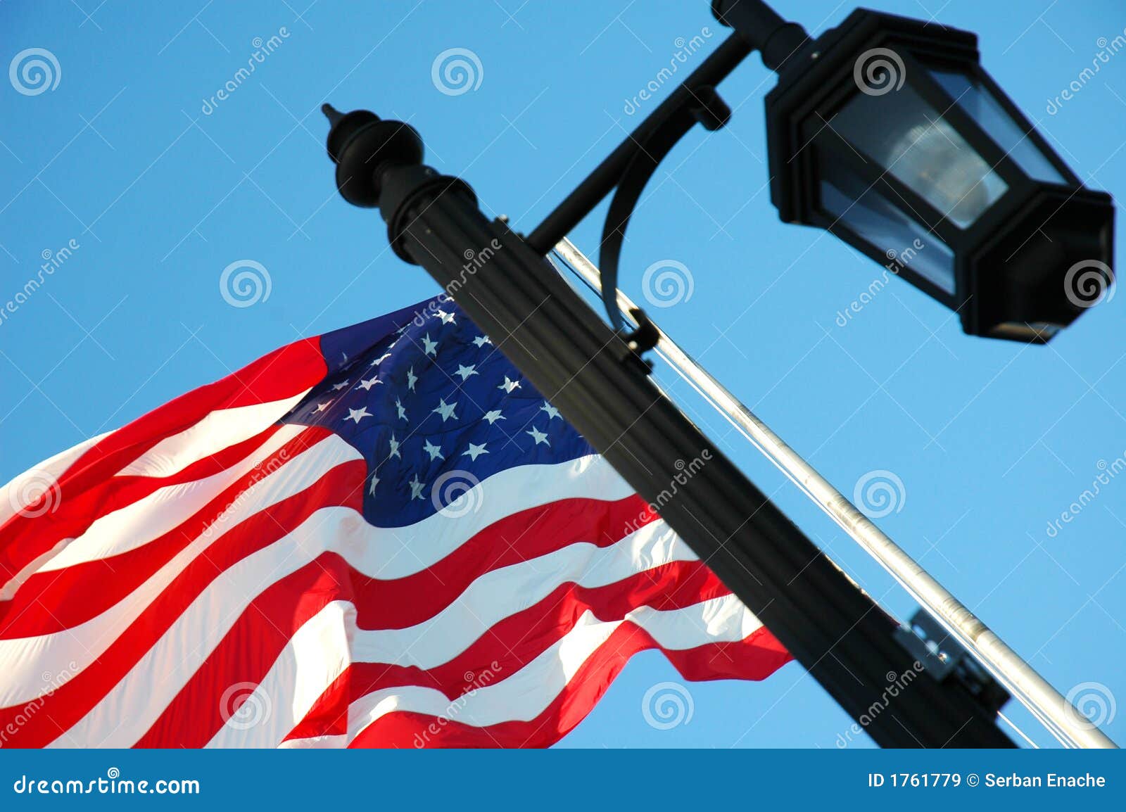 Flag and Lamppost stock image. Image of flag, blue, fancy 1761779