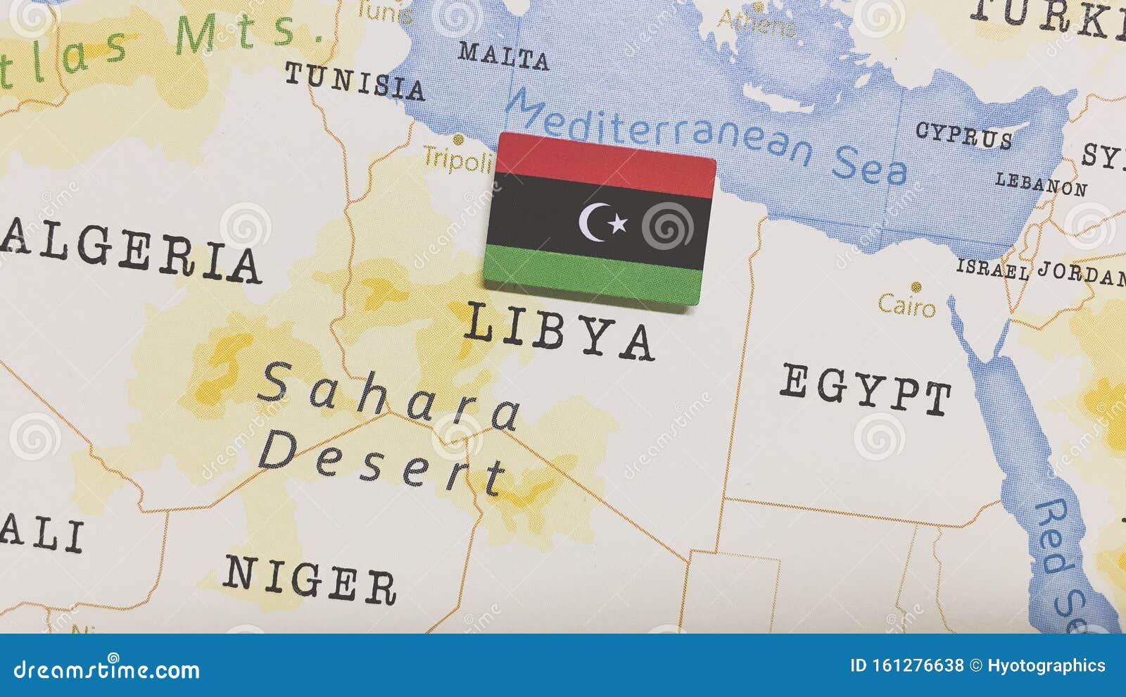 The Flag of Libya in the World Map Stock Photo - Image of journey