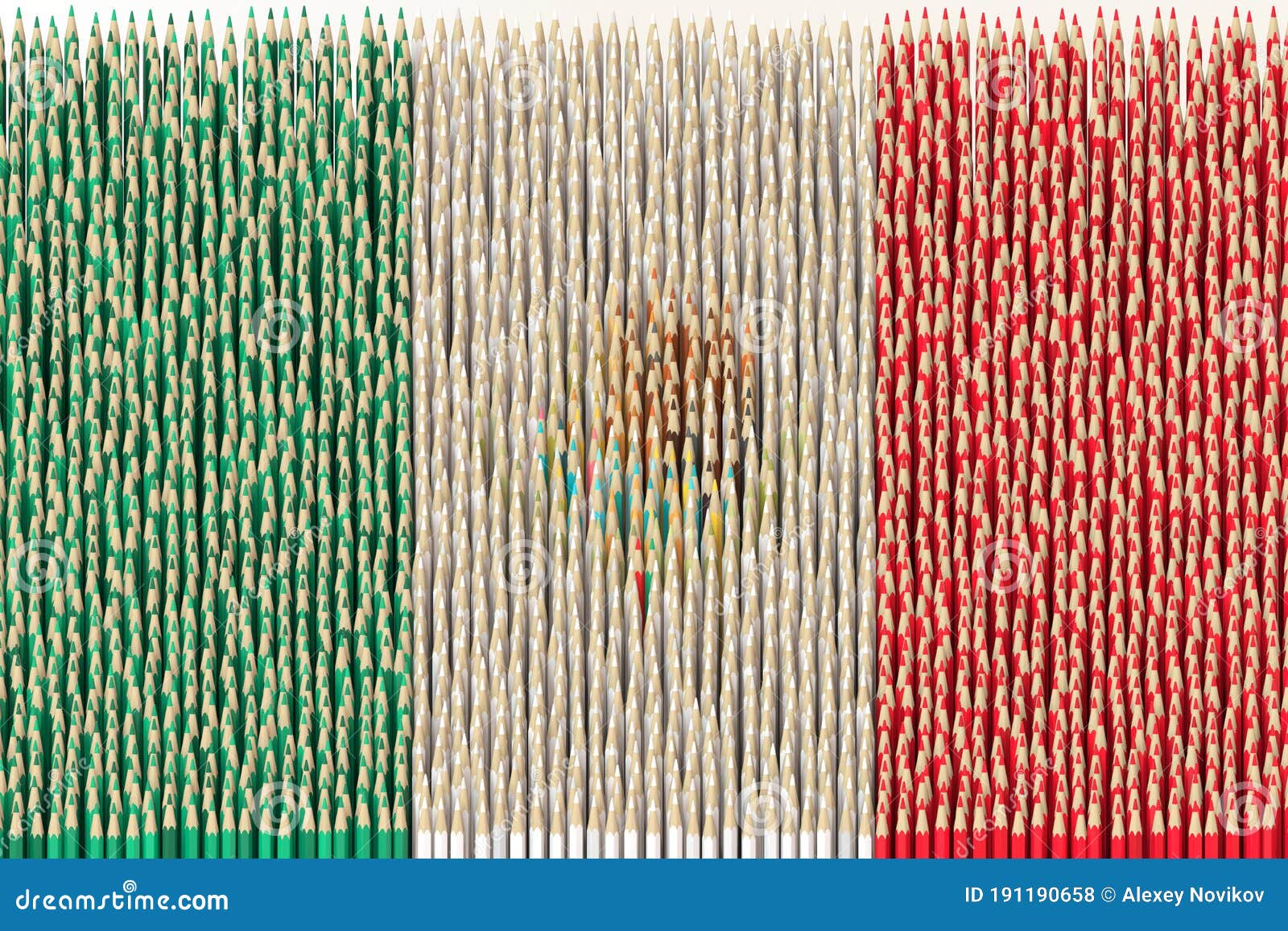 flag of mexico made with color pencils. art related 3d rendering