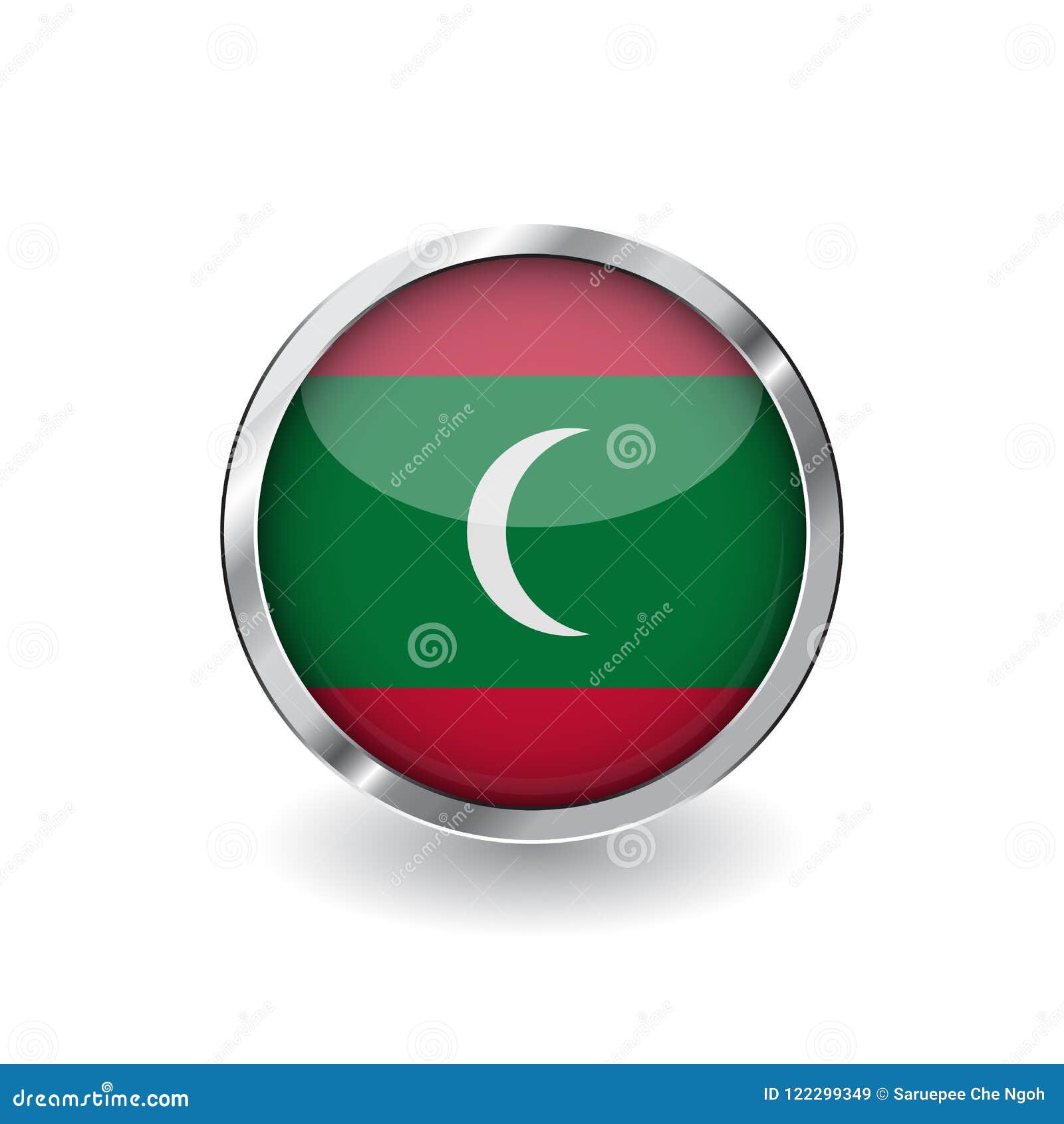 Download Flag Of Maldives, Button With Metal Frame And Shadow ...