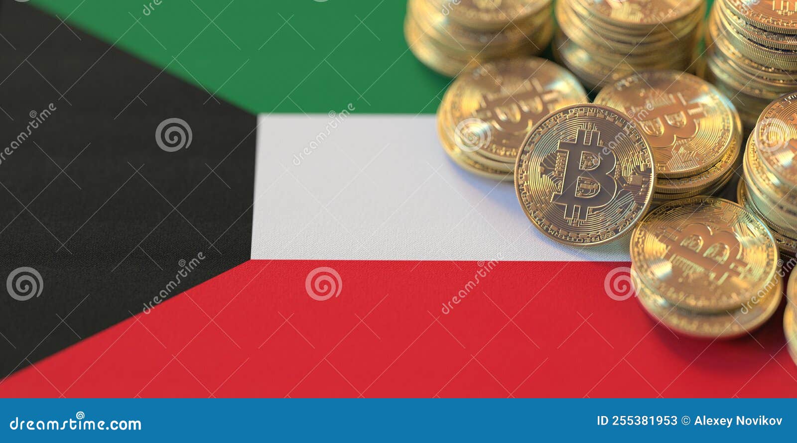 Flag of Kuwait and Many Bitcoins. National Cryptocurrency Regulations  Concept, 3d Rendering Stock Illustration - Illustration of wealth, trading:  255381953
